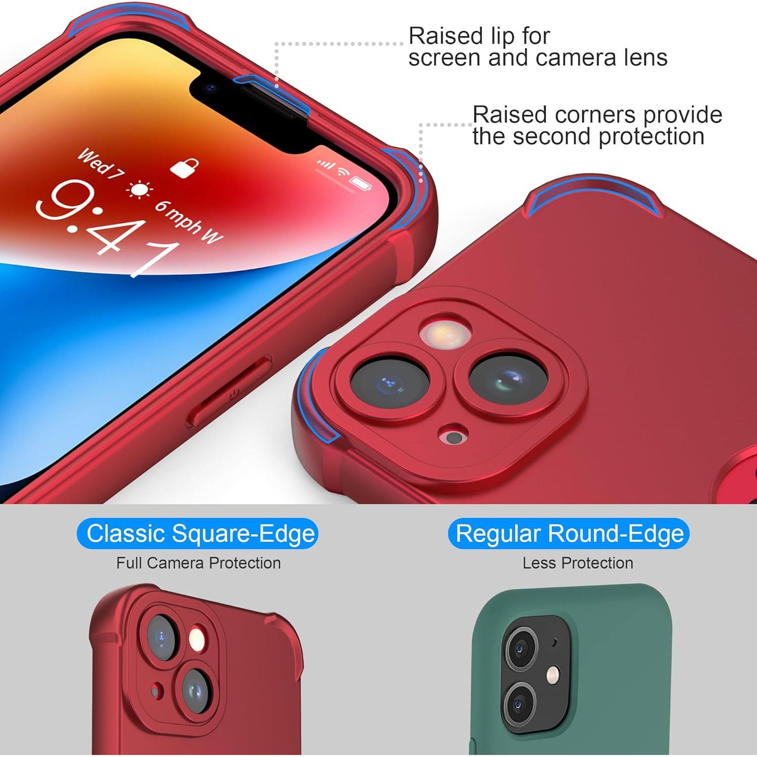 Funda ORETECH para iPhone 14 6.1" - Rojo, 2 Protectores Pantalla