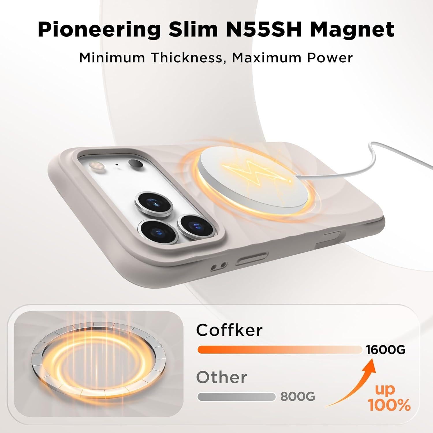 Funda Magnética COFFKER para iPhone 17 Pro Max - Silicona Piedra