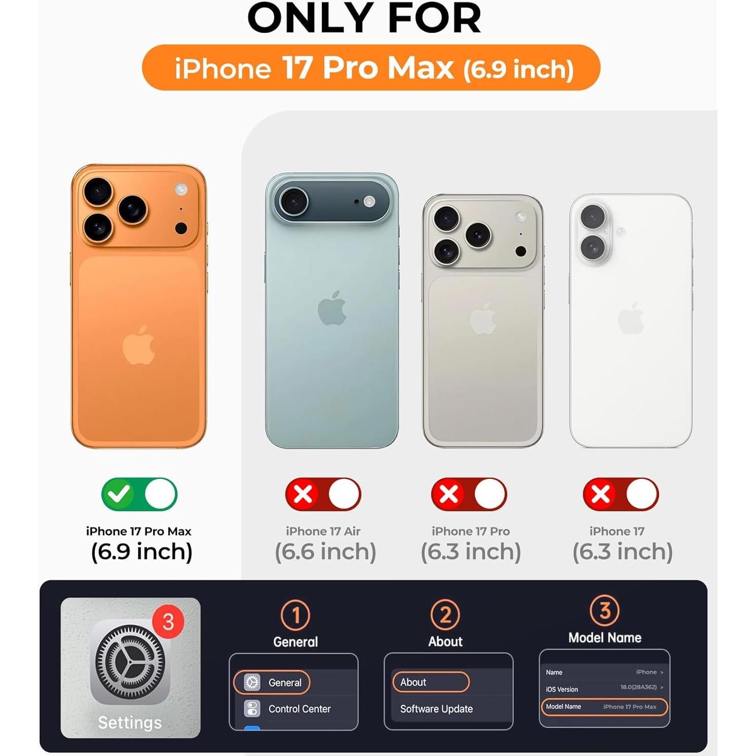 Funda Magnética CHICLADY para iPhone 17 Pro Max Naranja