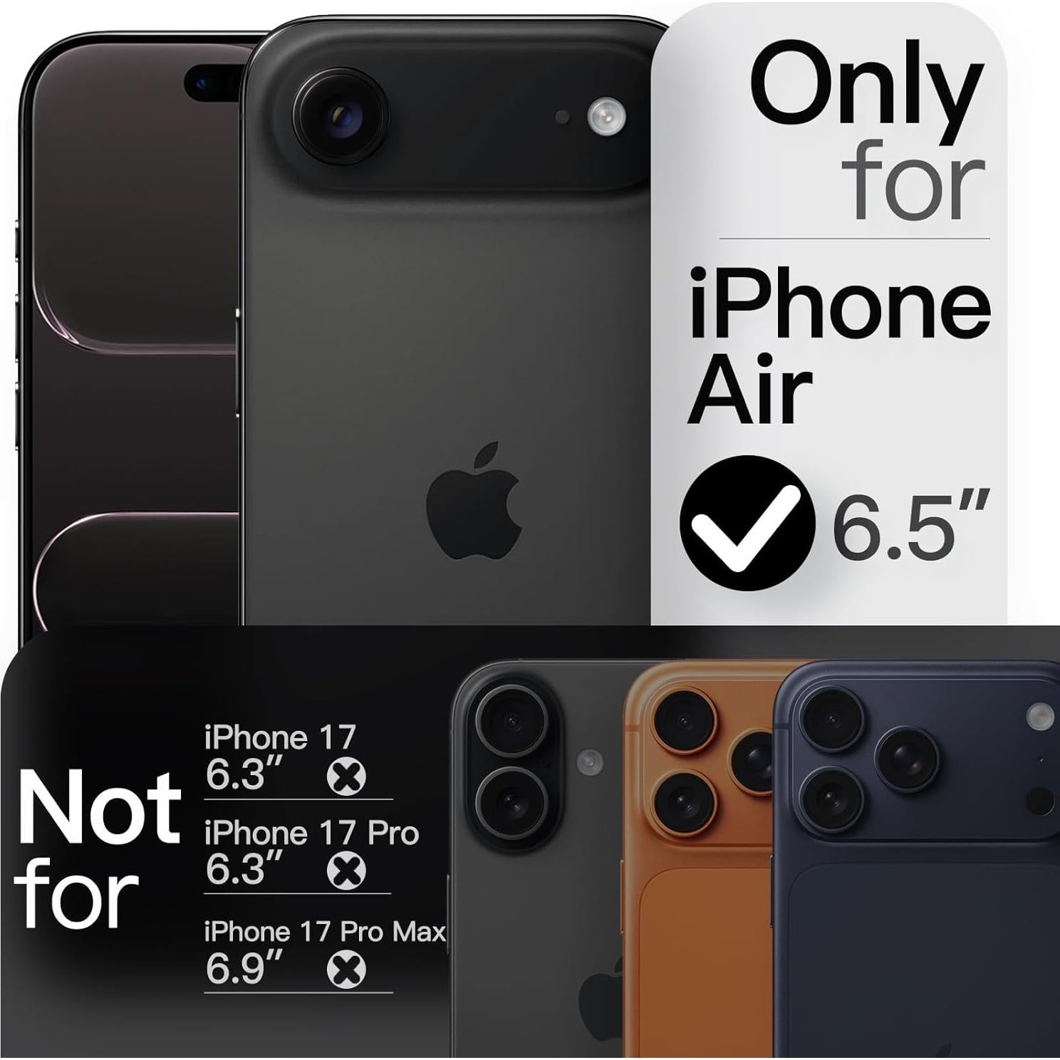 Funda Slim JETech para iPhone 17 Air - Ultra Delgado Negro