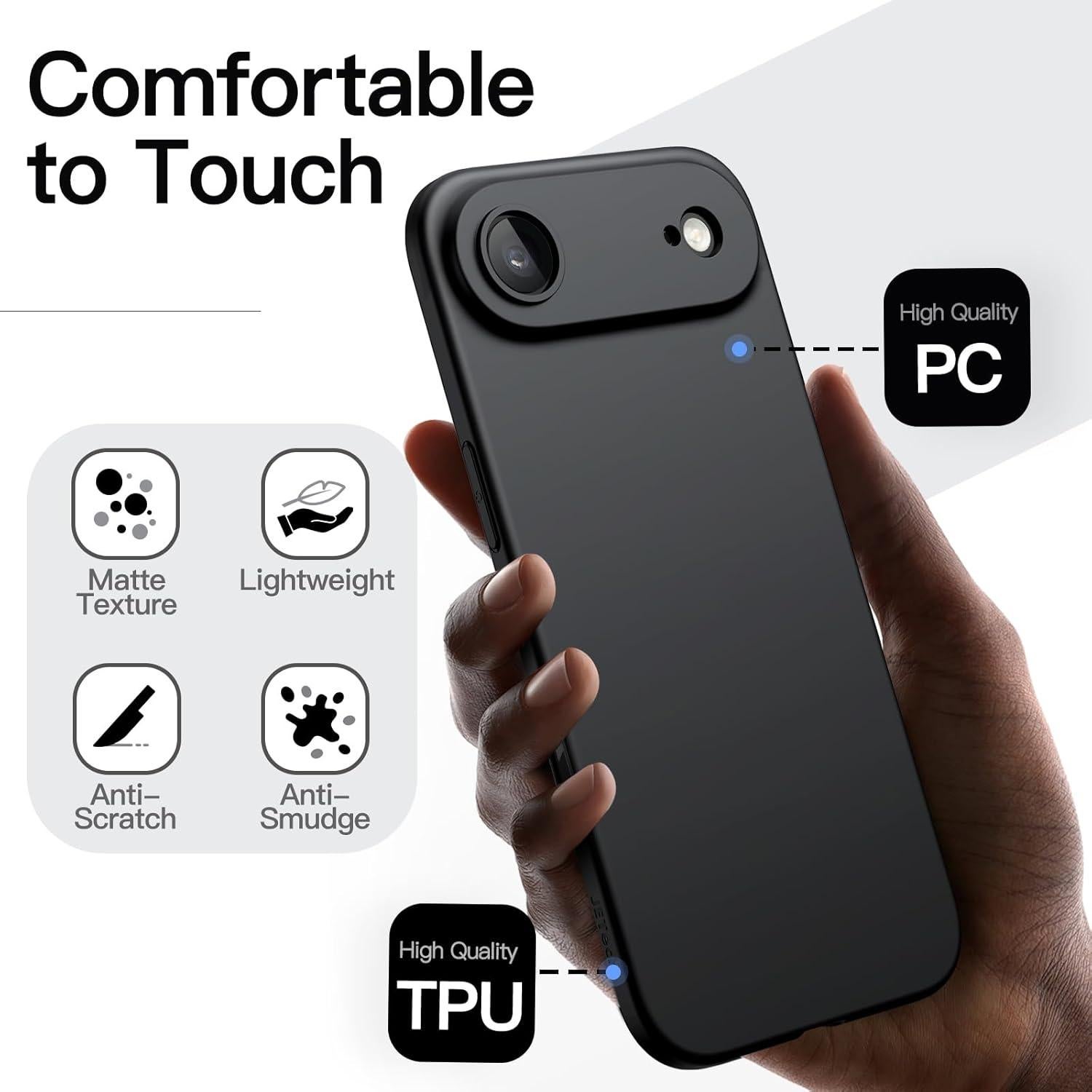 Funda Slim JETech para iPhone 17 Air - Ultra Delgado Negro