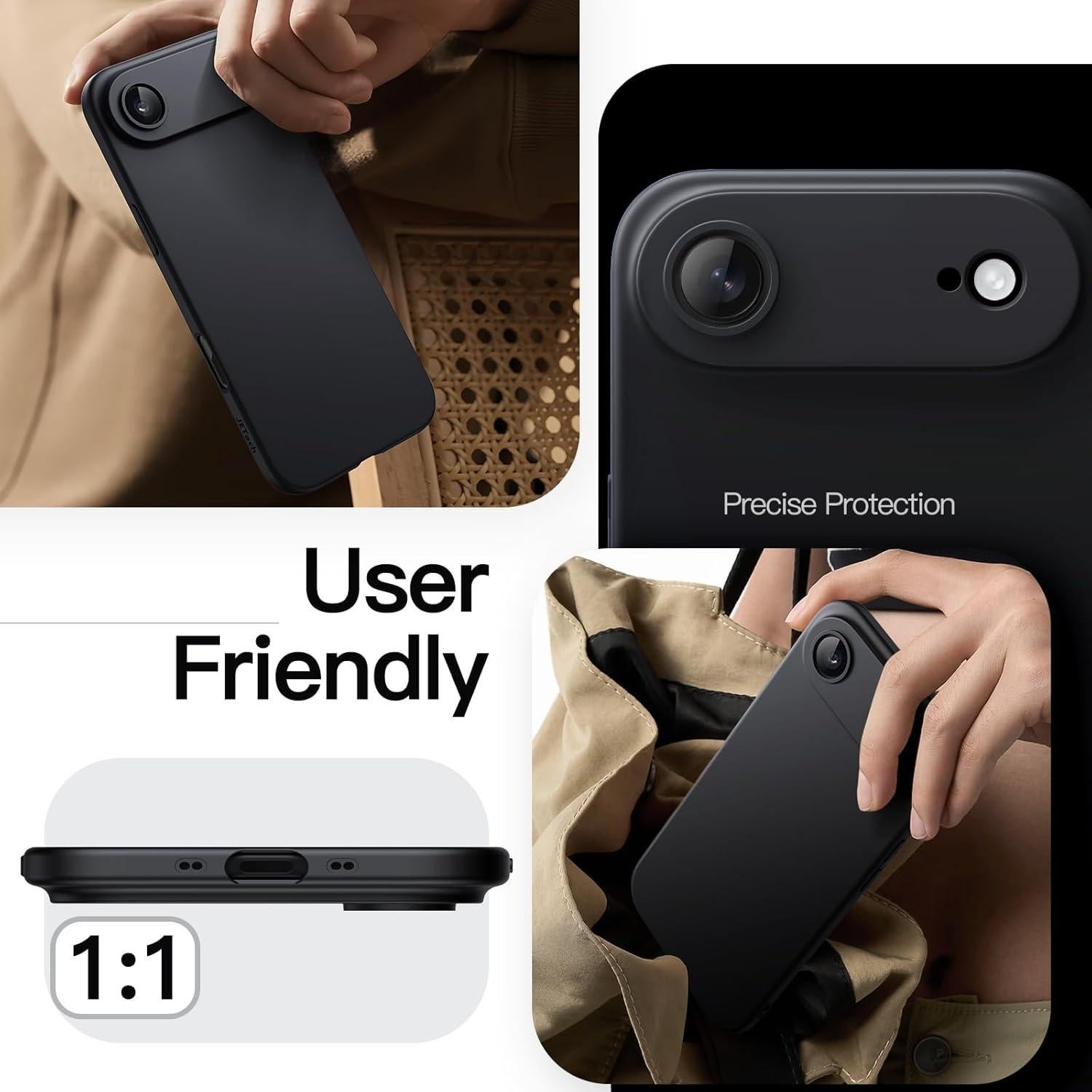 Funda Slim JETech para iPhone 17 Air - Ultra Delgado Negro