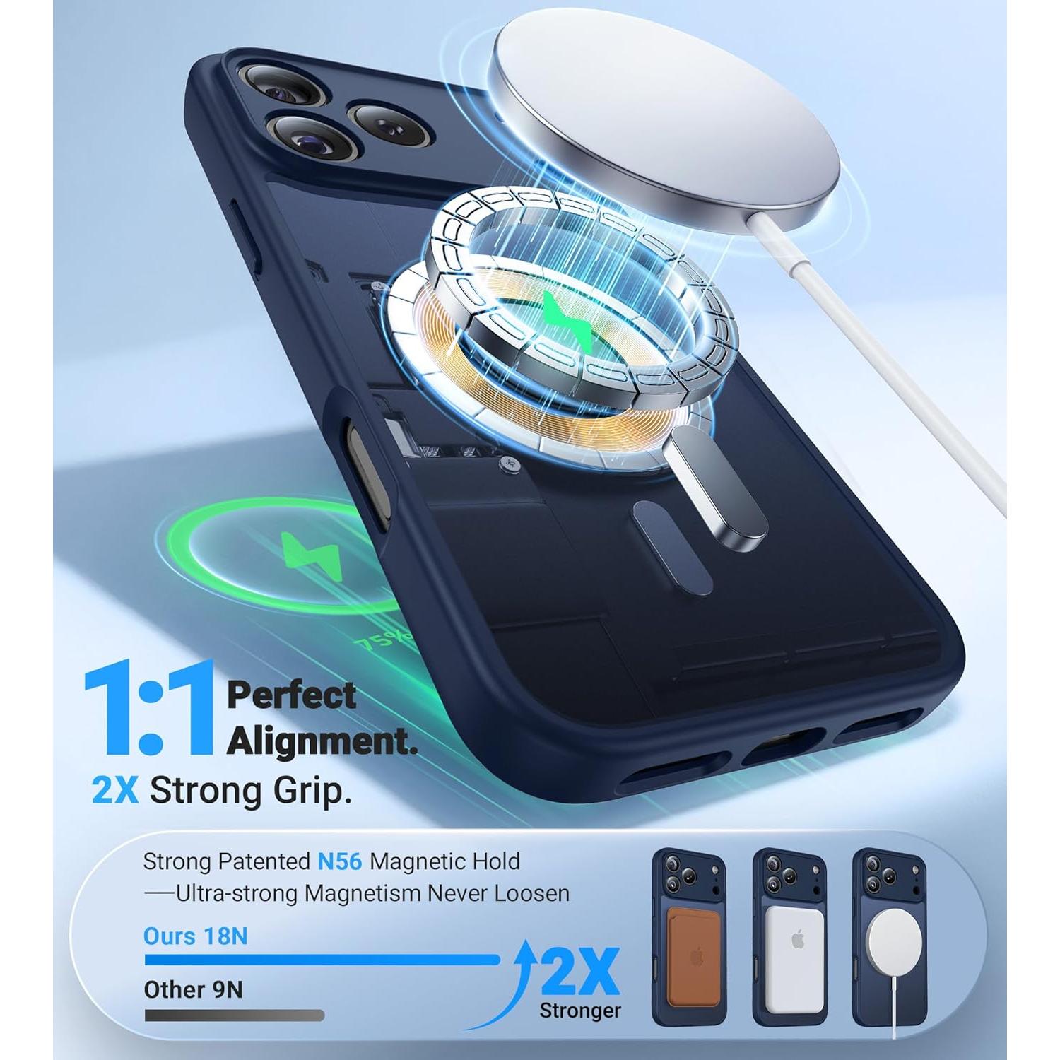 Funda Magnética MZHGXKI para iPhone 17 Pro Max, Azul, Resistente