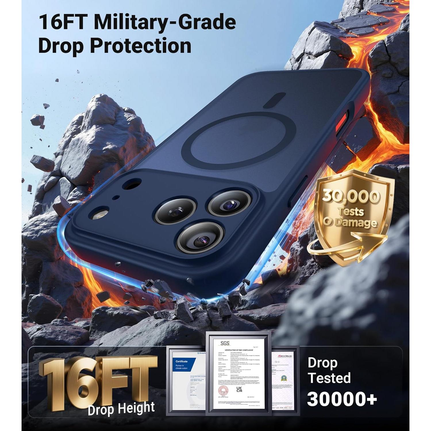 Funda Magnética MZHGXKI para iPhone 17 Pro Max, Azul, Resistente