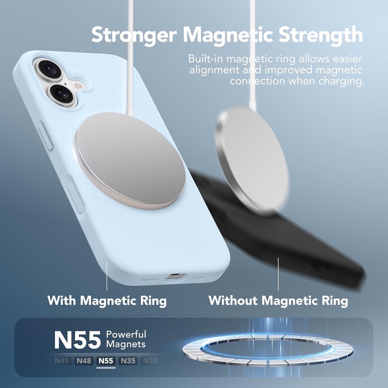 Funda Magnética GONEZ para iPhone 16 6.1" Azul con Protector