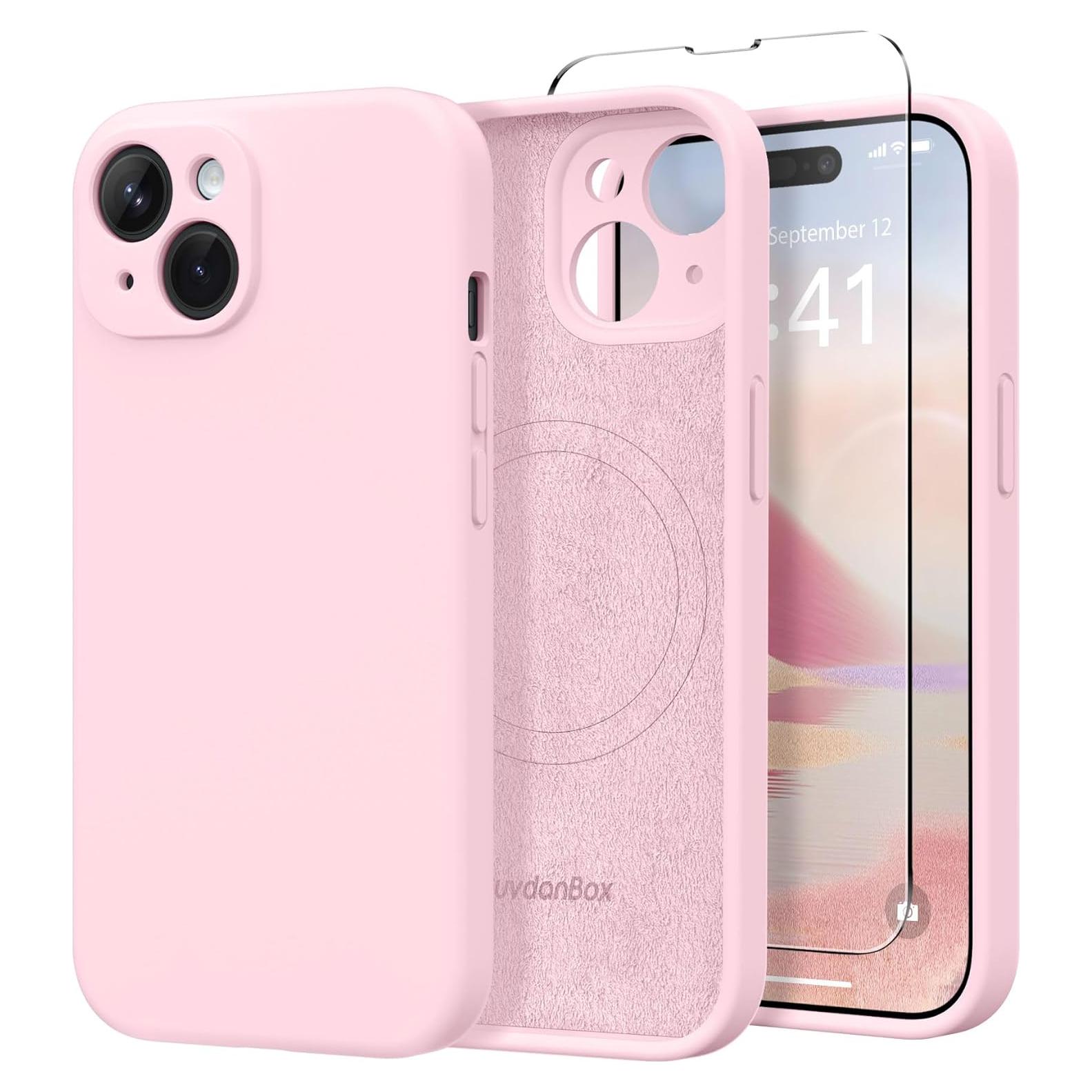 Funda Magnética SuydanBox para iPhone 15 Plus 6.7" Rosa Tiza