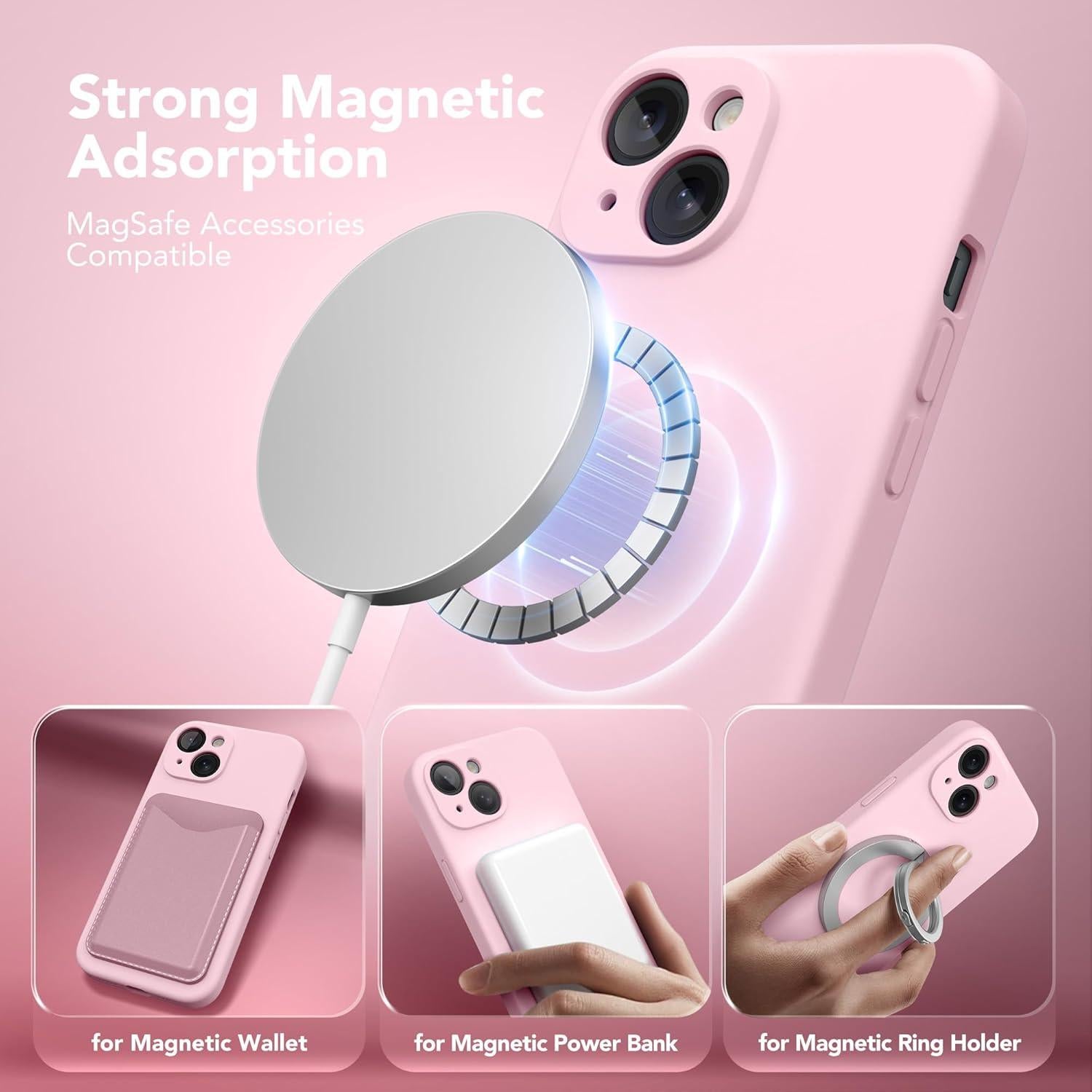 Funda Magnética SuydanBox para iPhone 15 Plus 6.7" Rosa Tiza