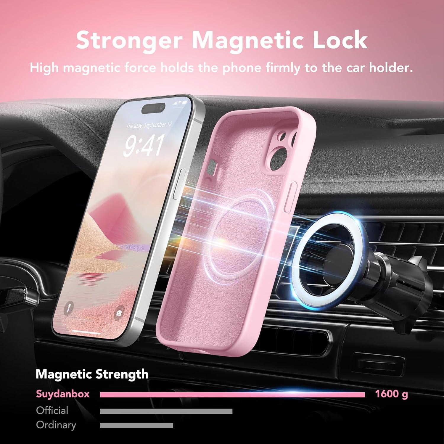 Funda Magnética SuydanBox para iPhone 15 Plus 6.7" Rosa Tiza
