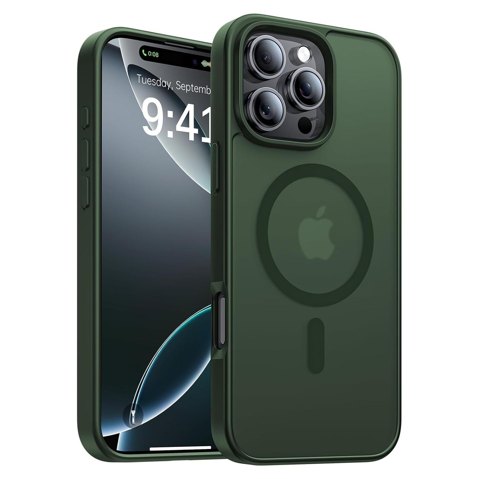 Funda Magnética KCQNine para iPhone 16 Pro Max Verde Bosque