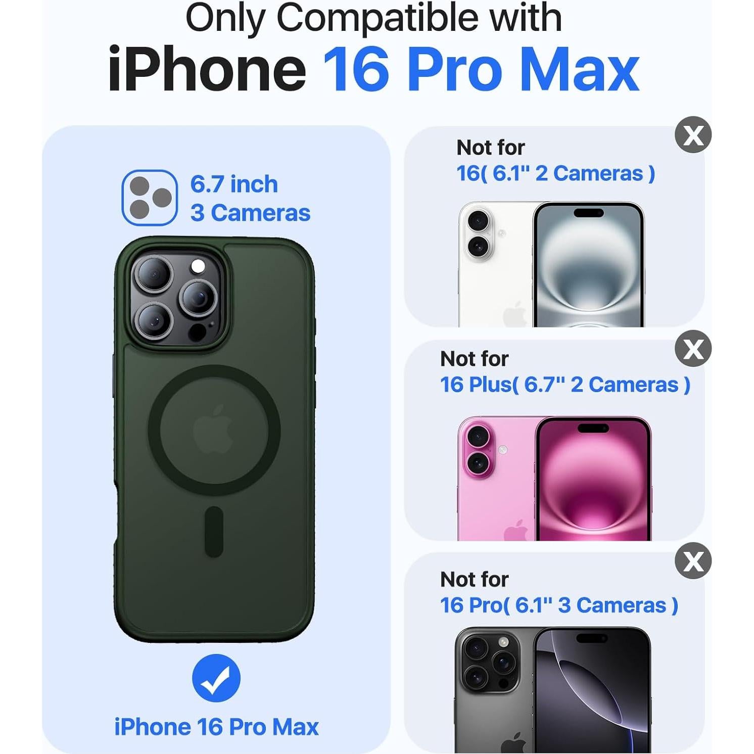 Funda Magnética KCQNine para iPhone 16 Pro Max Verde Bosque