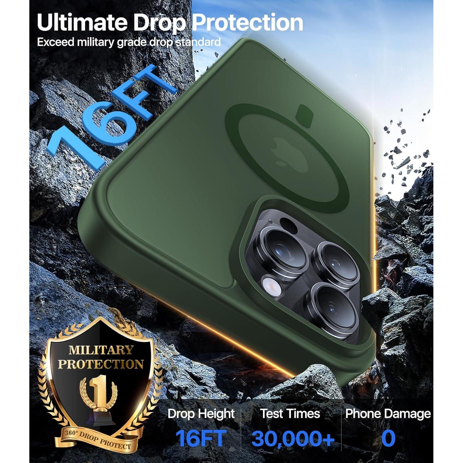 Funda Magnética KCQNine para iPhone 16 Pro Max Verde Bosque