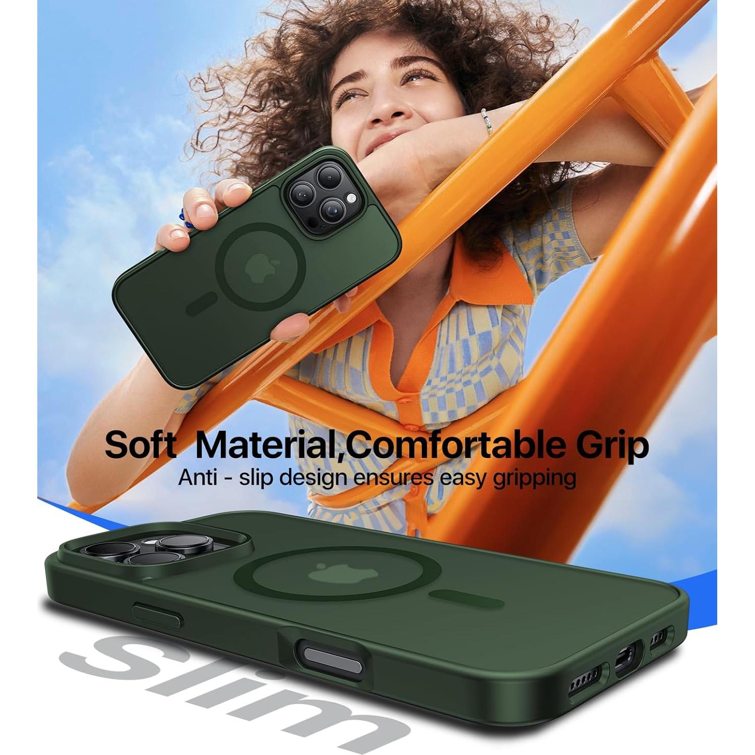 Funda Magnética KCQNine para iPhone 16 Pro Max Verde Bosque