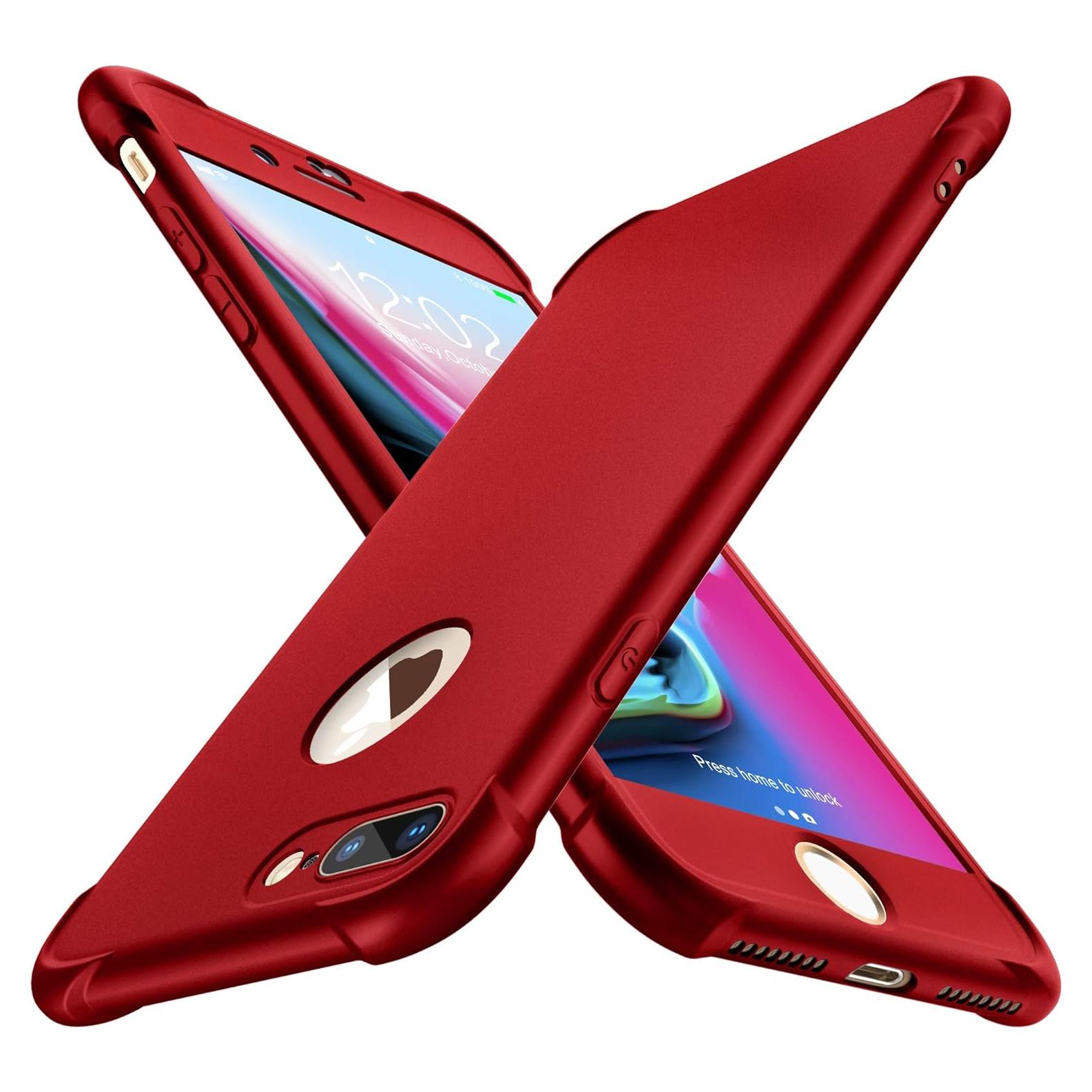 Funda Dura ORETECH 360° para iPhone 8 Plus/7 Plus - Rojo