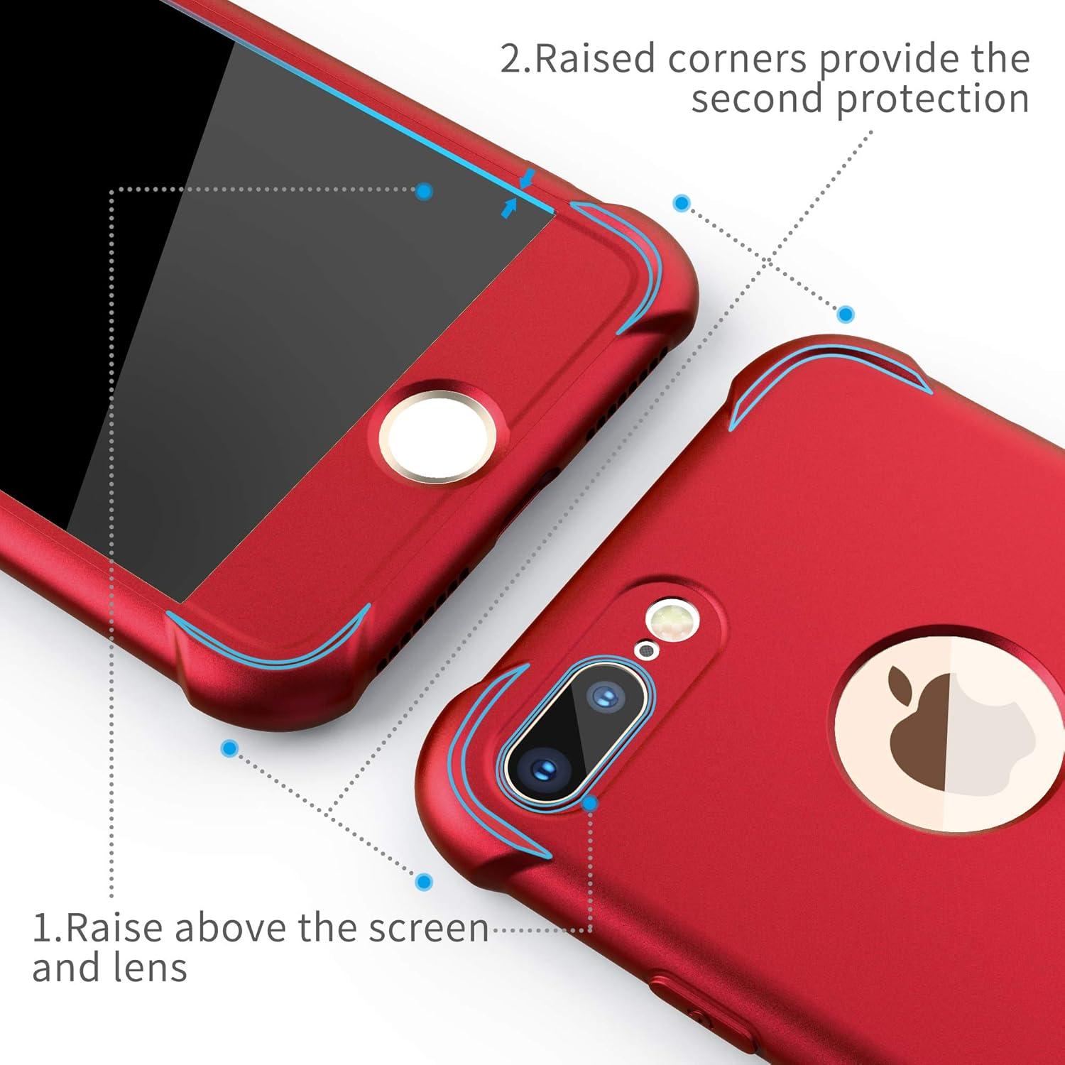 Funda Dura ORETECH 360° para iPhone 8 Plus/7 Plus - Rojo