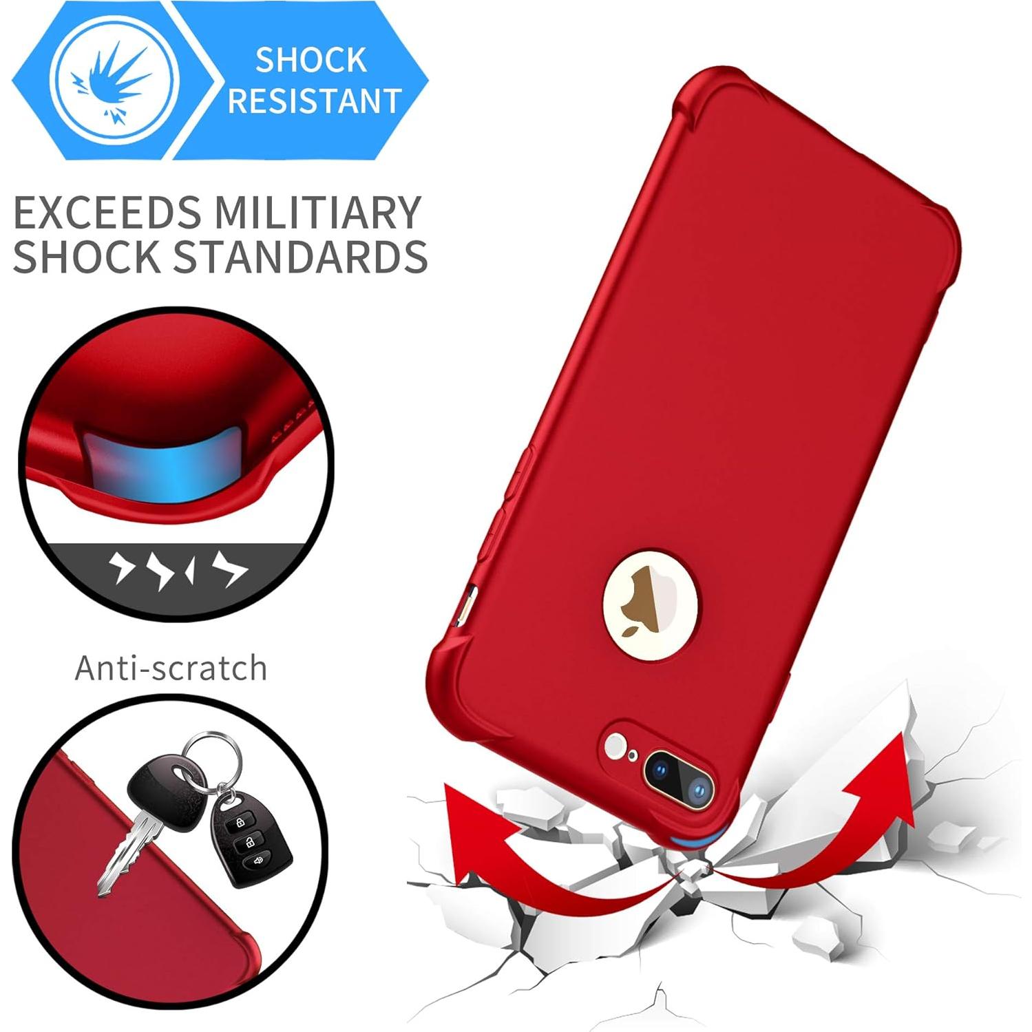 Funda Dura ORETECH 360° para iPhone 8 Plus/7 Plus - Rojo