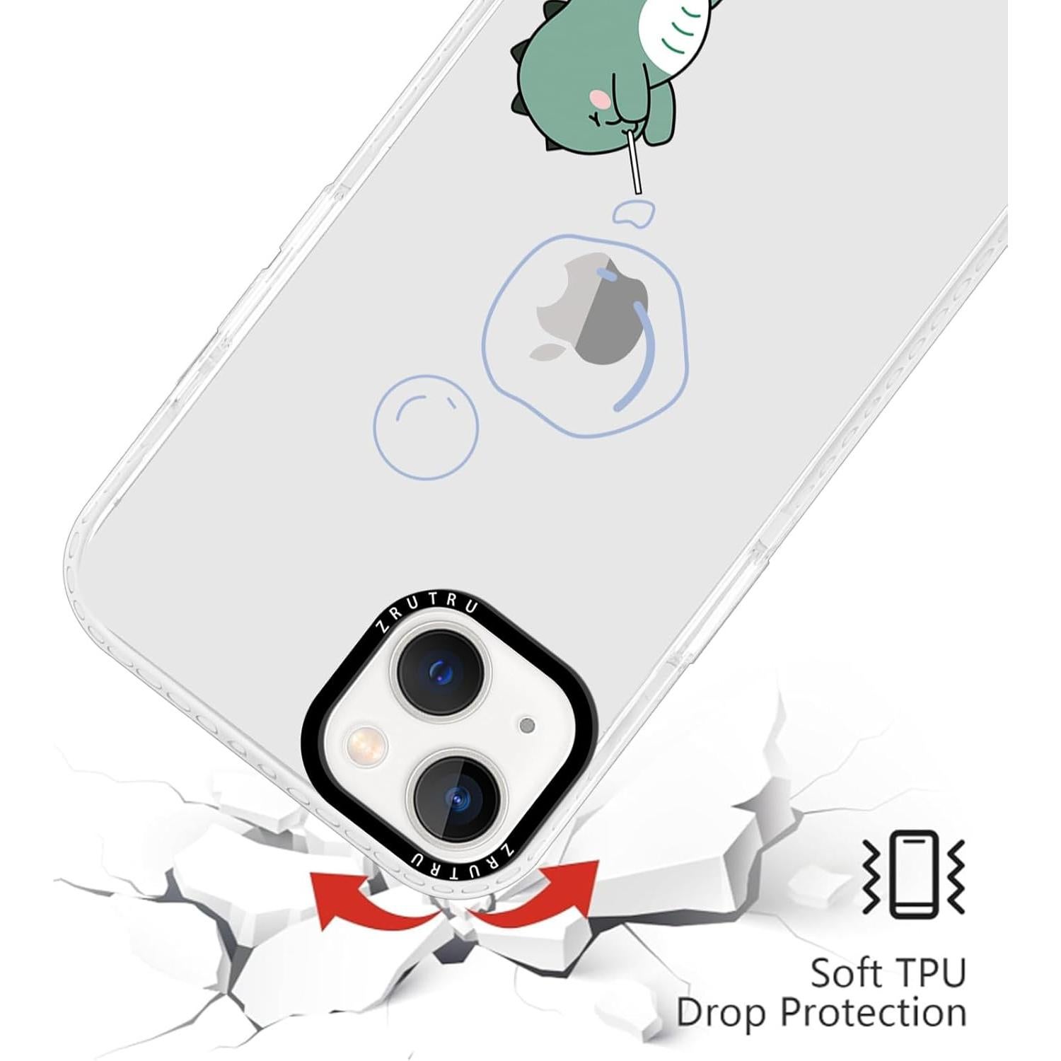 Funda de teléfono iPhone 14 Dinosaurio Kawaii TPU A prueba de golpes