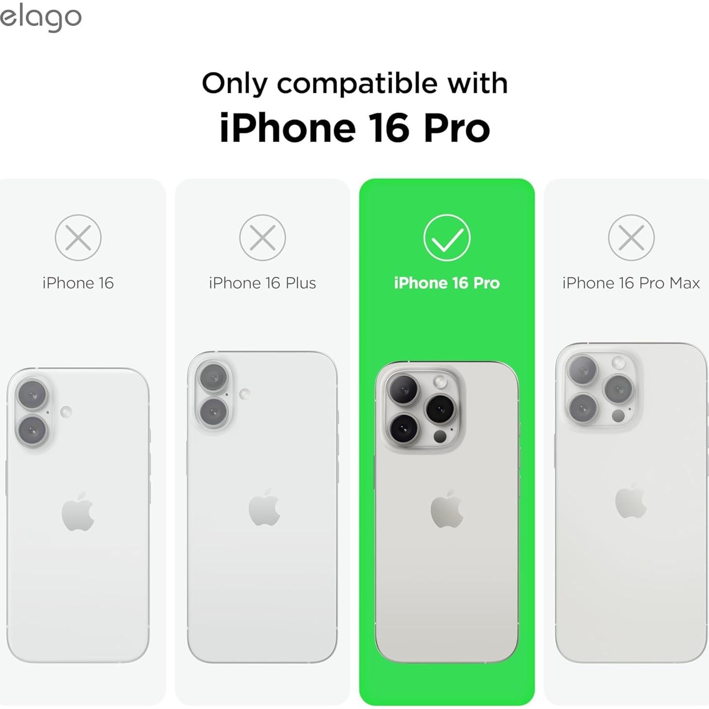 Funda Magnética de Cuero Vegano elago para iPhone 16 Pro - Verde Medianoche