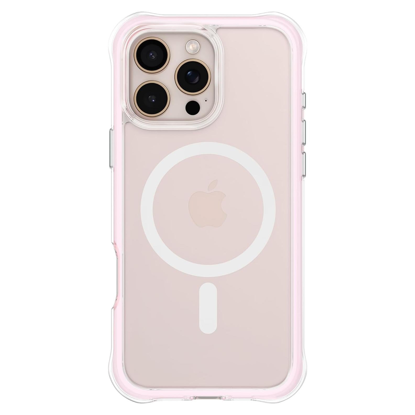 Funda Transparente ORNARTO para iPhone 16 Pro Max Rosa, Protección Militar