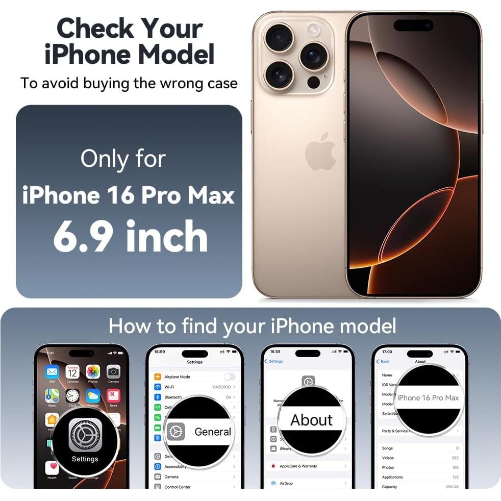 Funda CASEKOO MagicStand para iPhone 16 Pro Max Negra