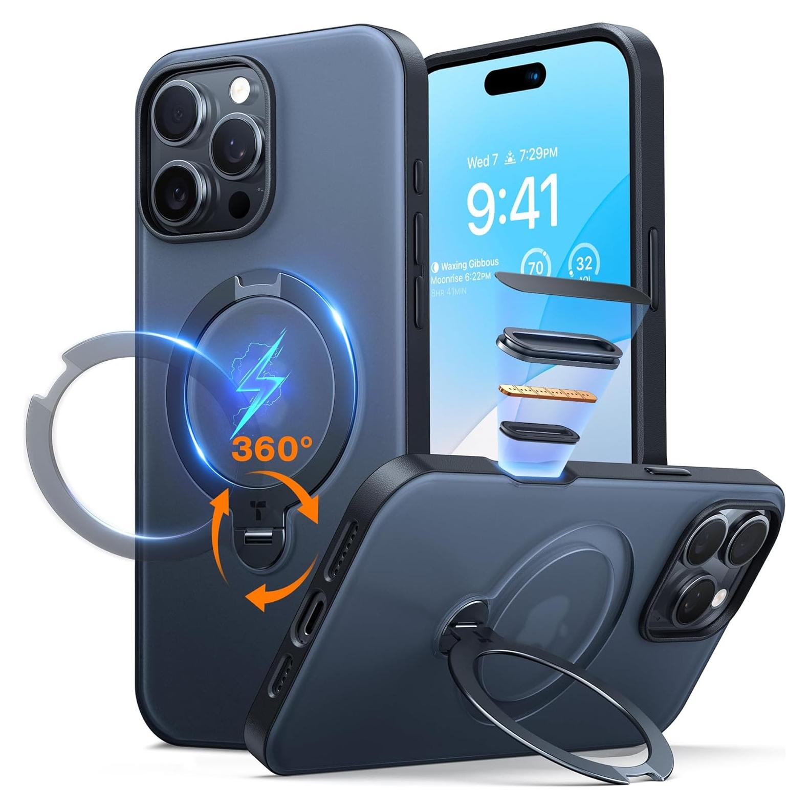 Funda TORRAS para iPhone 16 Pro Max con Soporte Giratorio 360°