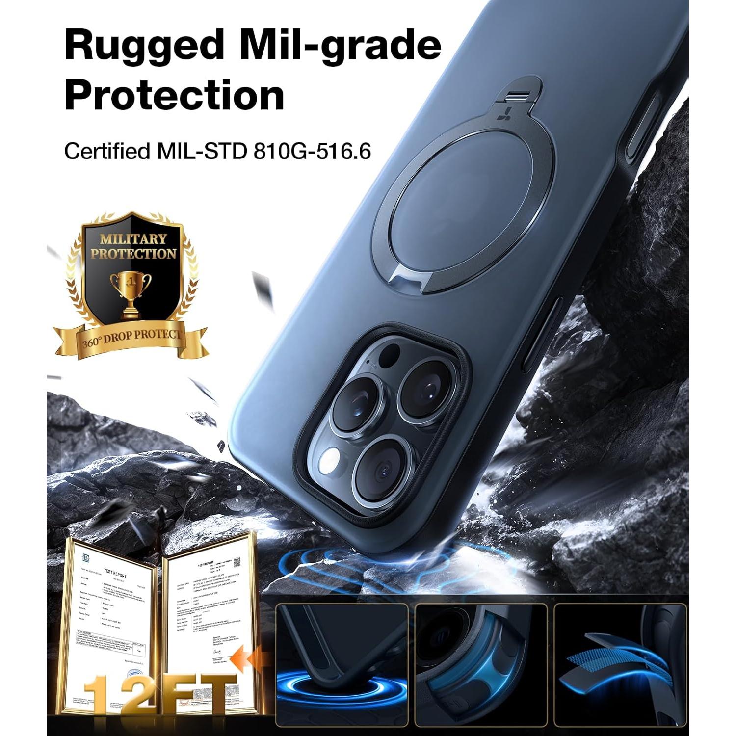 Funda TORRAS para iPhone 16 Pro Max con Soporte Giratorio 360°