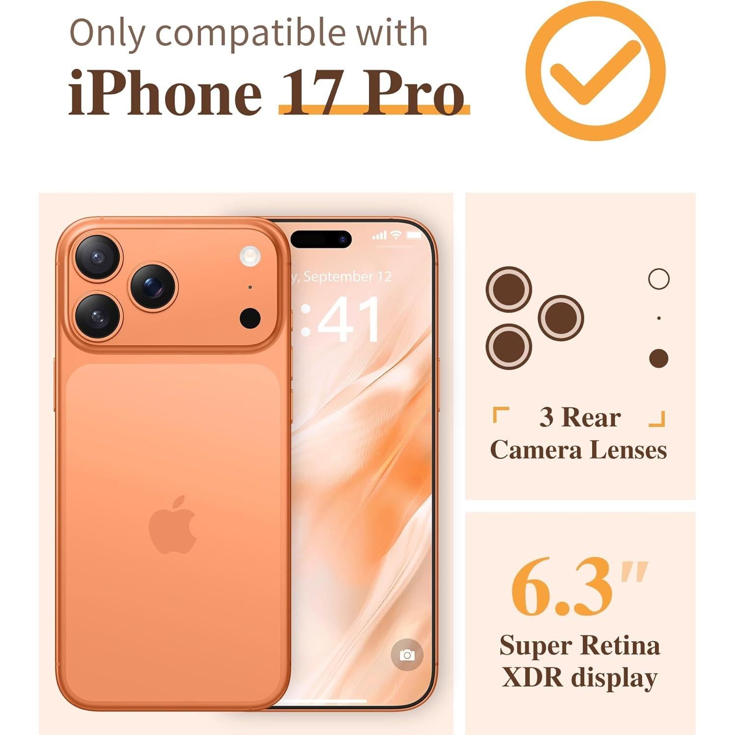 Funda GVIEWIN para iPhone 17 Pro con Protector de Pantalla Floral