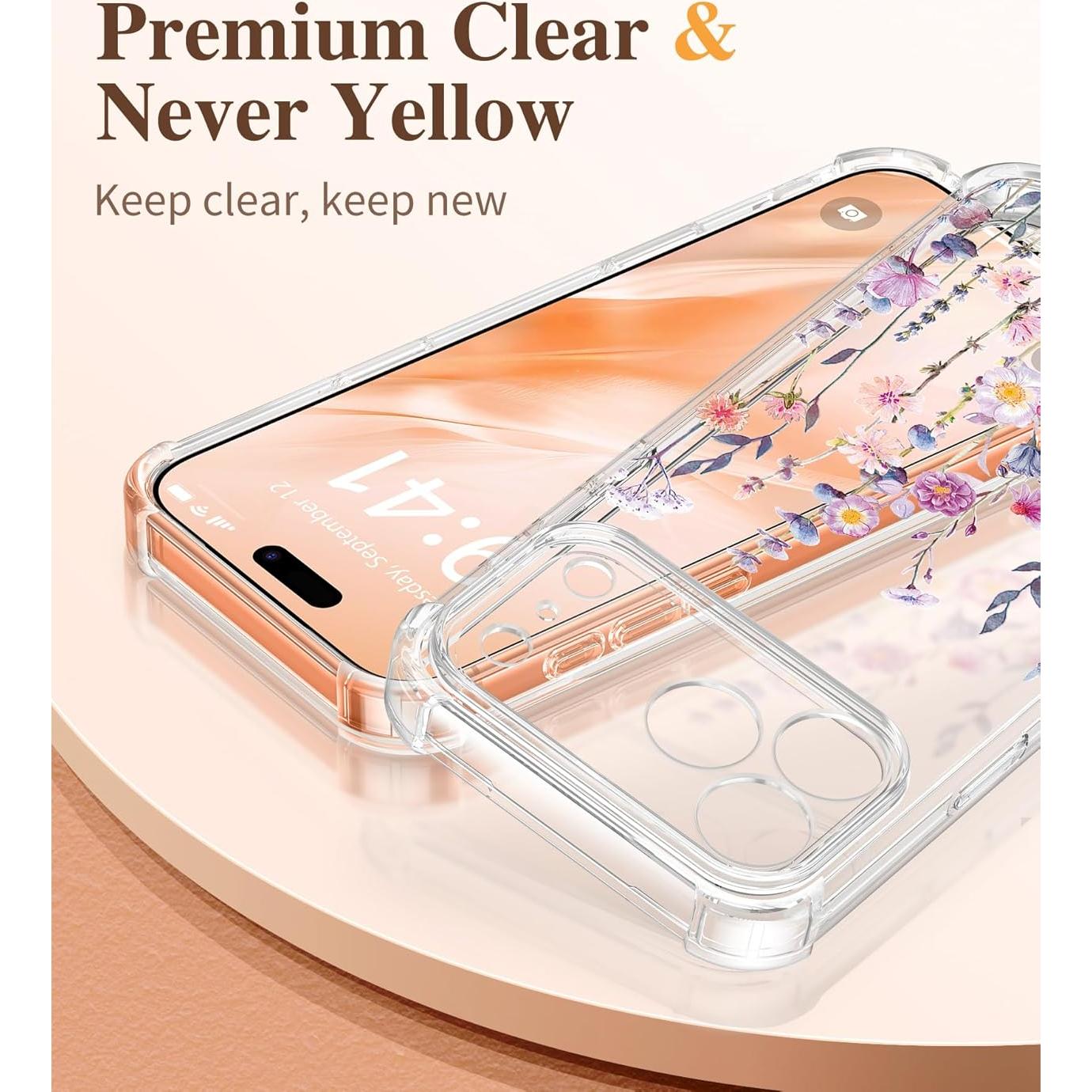 Funda GVIEWIN para iPhone 17 Pro con Protector de Pantalla Floral