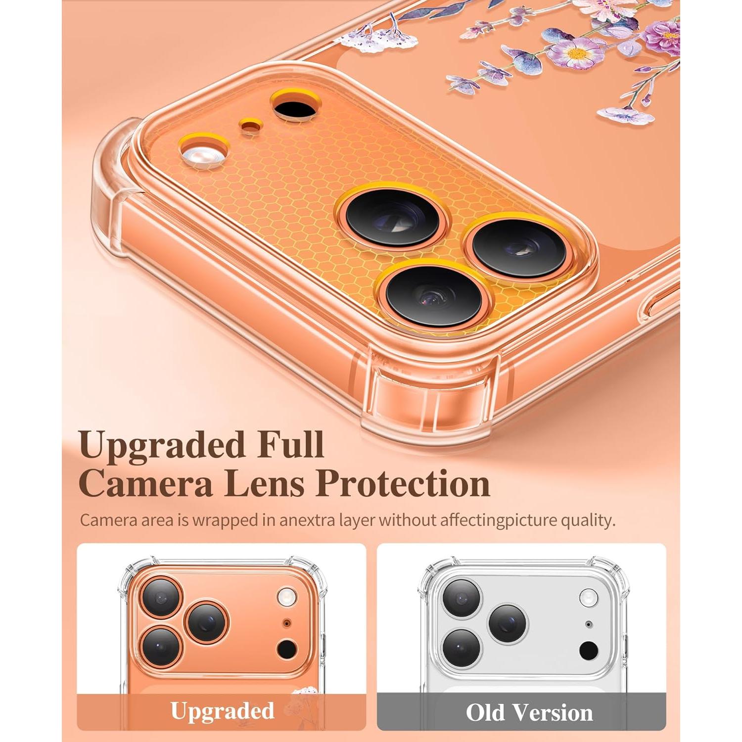 Funda GVIEWIN para iPhone 17 Pro con Protector de Pantalla Floral