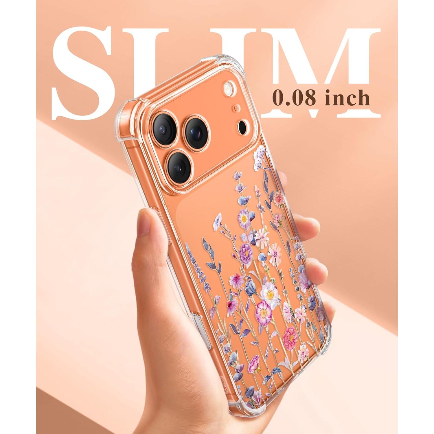 Funda GVIEWIN para iPhone 17 Pro con Protector de Pantalla Floral