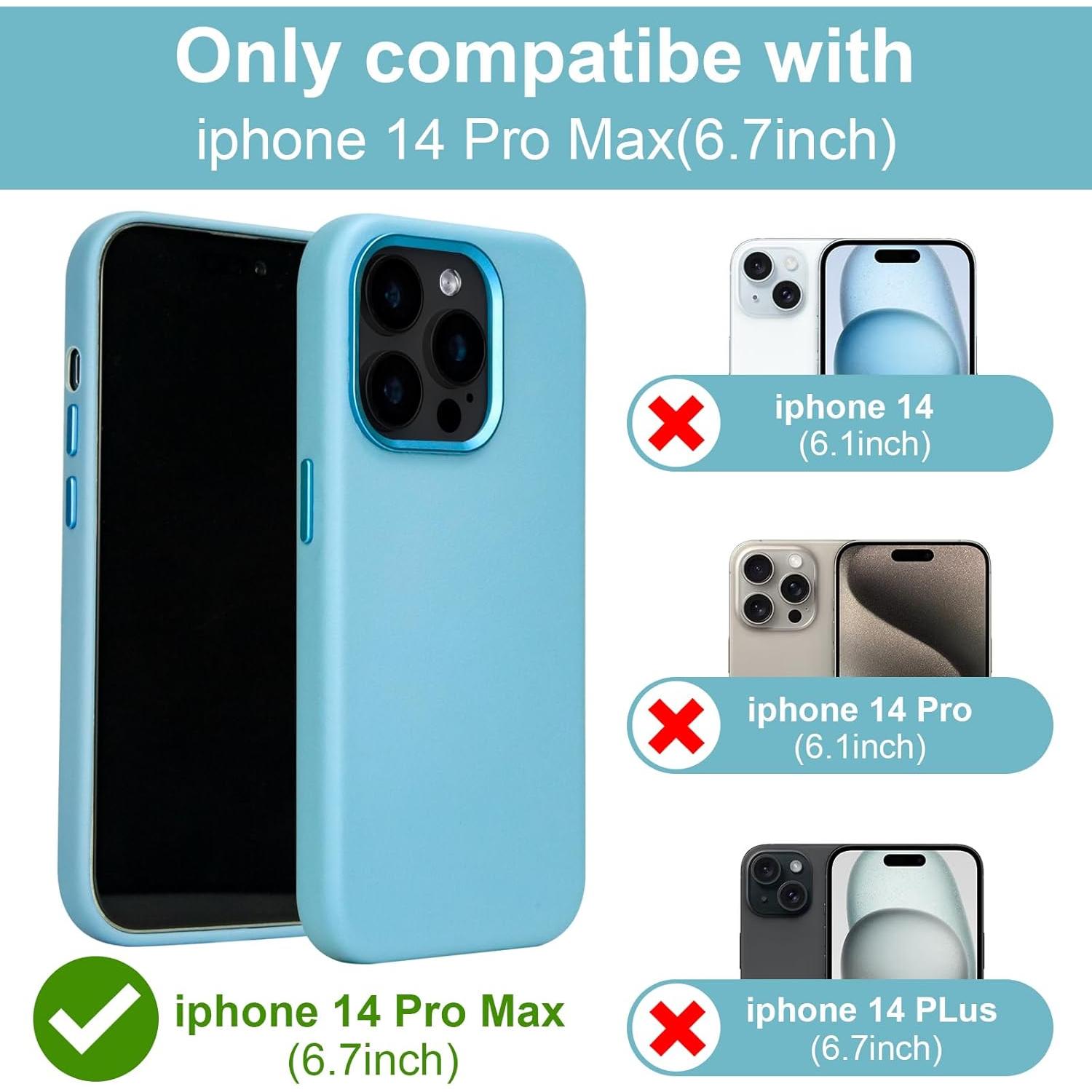 Funda de Cuero Genuino Rumwot para iPhone 14 Pro Max Azul