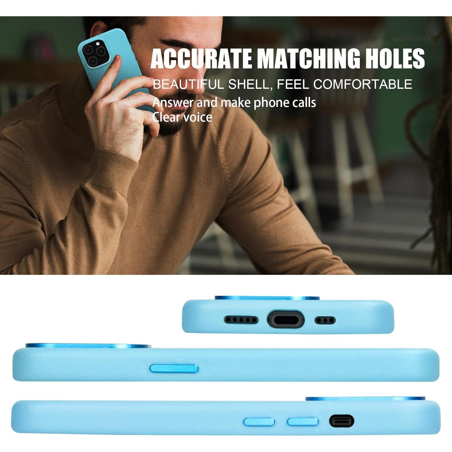 Funda de Cuero Genuino Rumwot para iPhone 14 Pro Max Azul