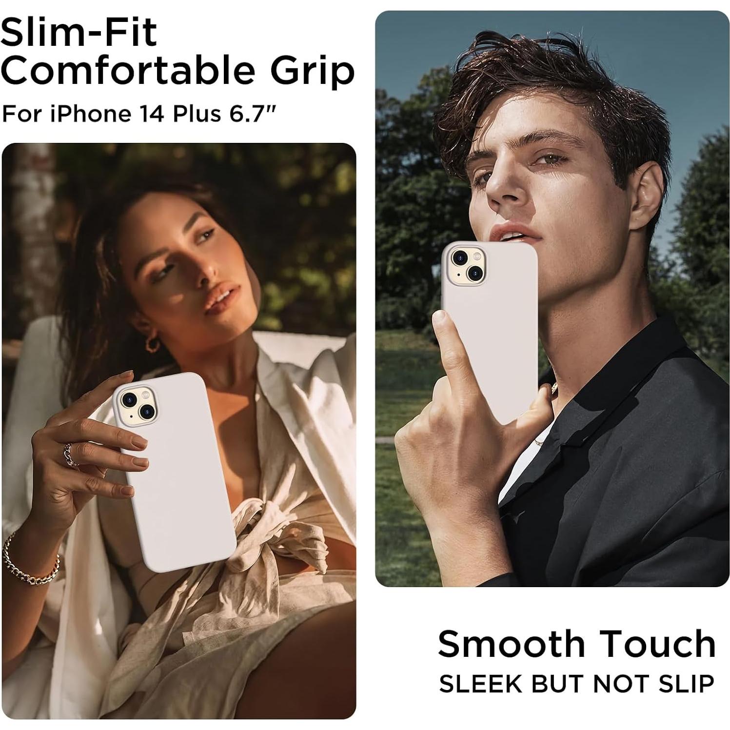 Funda de Silicona COFFKER para iPhone 14 Plus 6.7" + 2 Protectores