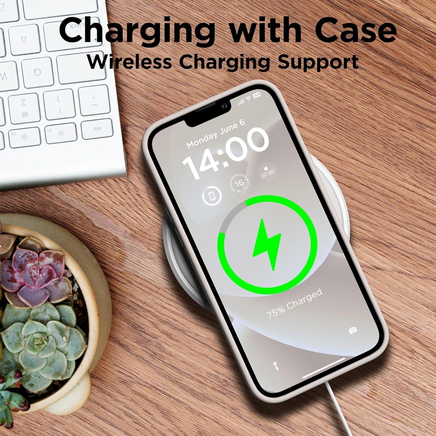 Funda de Silicona COFFKER para iPhone 14 Plus 6.7" + 2 Protectores