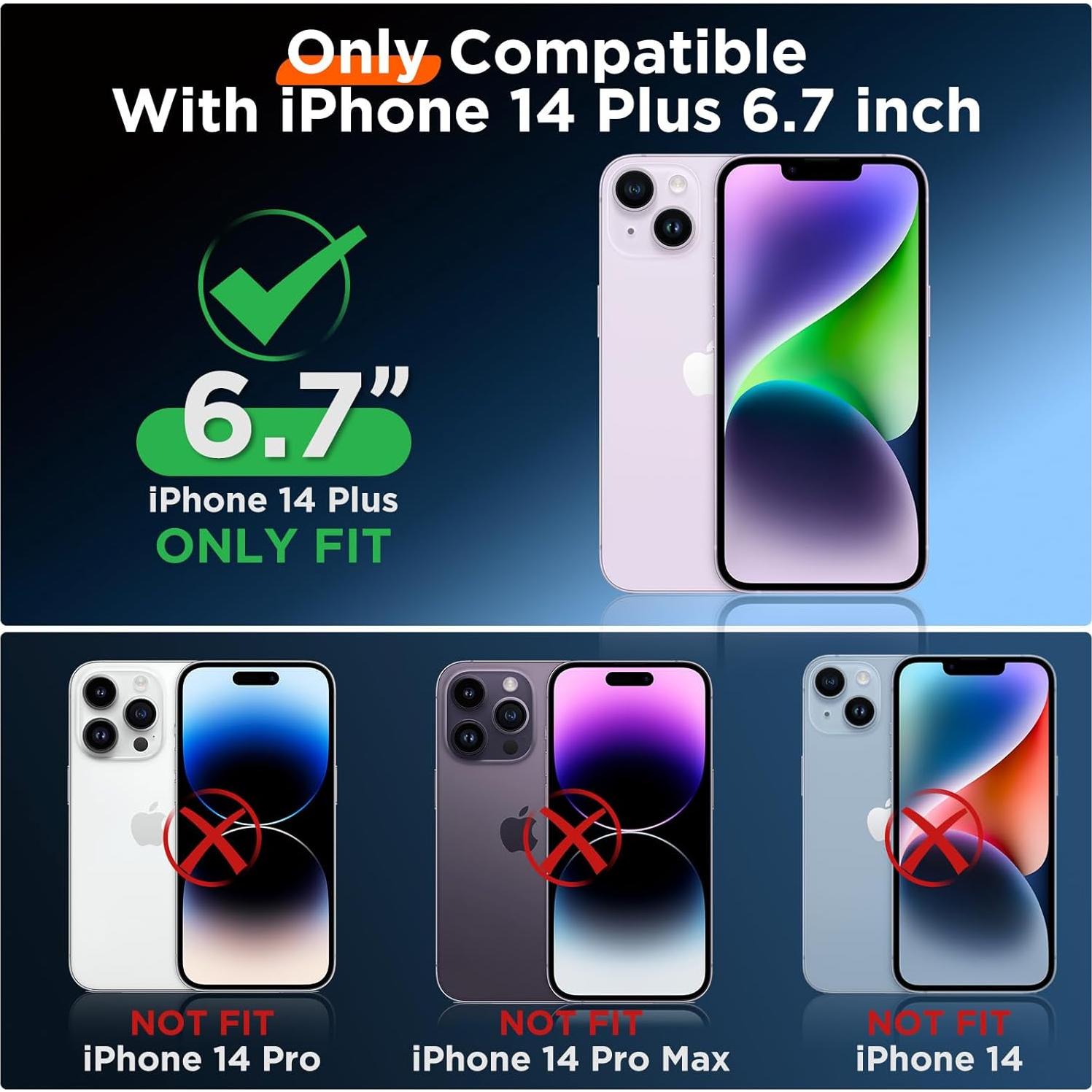 Funda de Silicona COFFKER para iPhone 14 Plus 6.7" + 2 Protectores