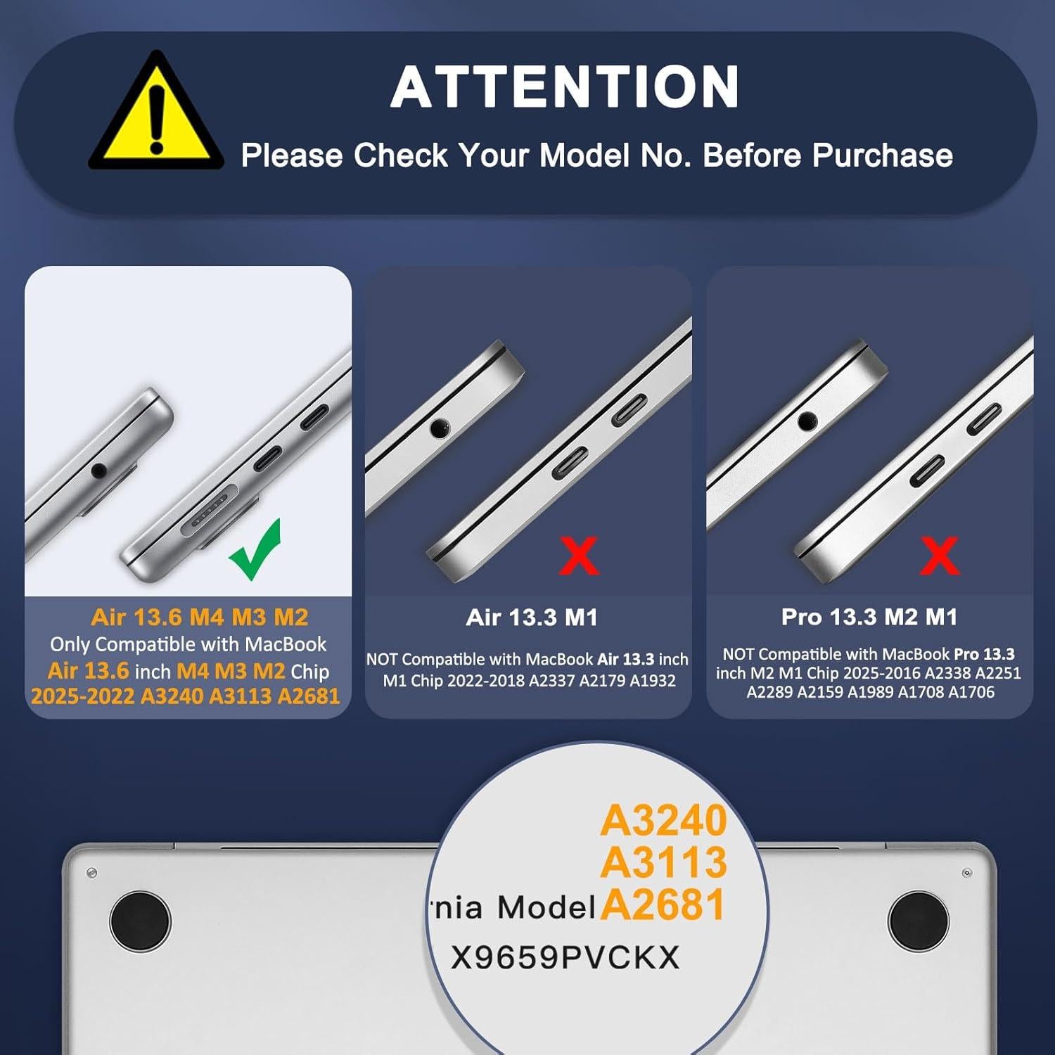 Funda MOSISO para MacBook Air 13" M4 M3 M2 2022-2025 Transparente