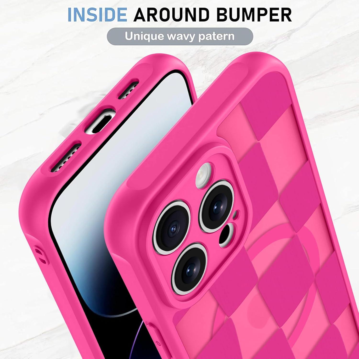 Funda KANGHAR Rosa Fucsia Cuadriculada para iPhone 14 Pro