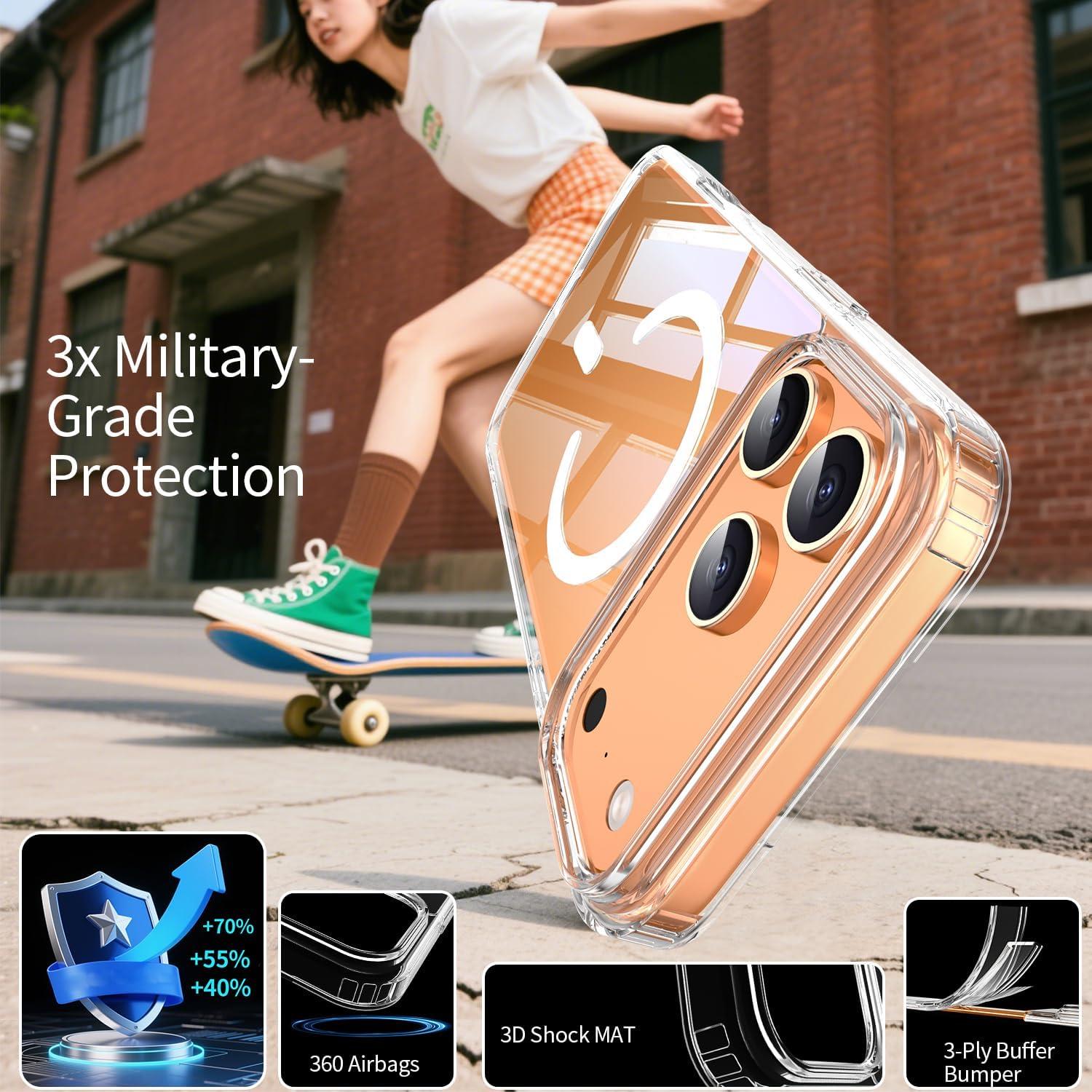 Funda 3-en-1 QXC YABUDA para iPhone 17 Pro Max Transparente