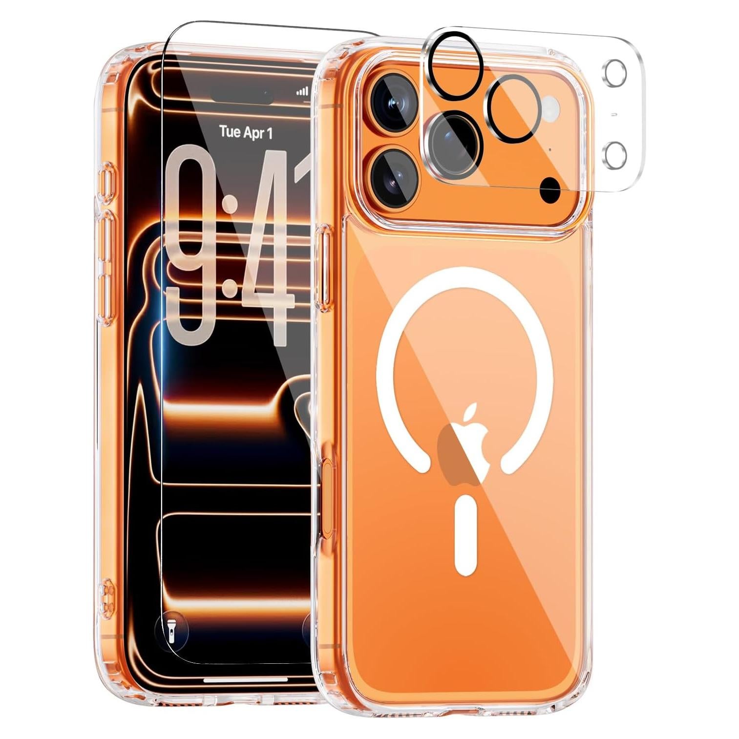 Funda para iPhone 17 Pro Max Saiuxiu, clara, anti-amarillento, MagSafe