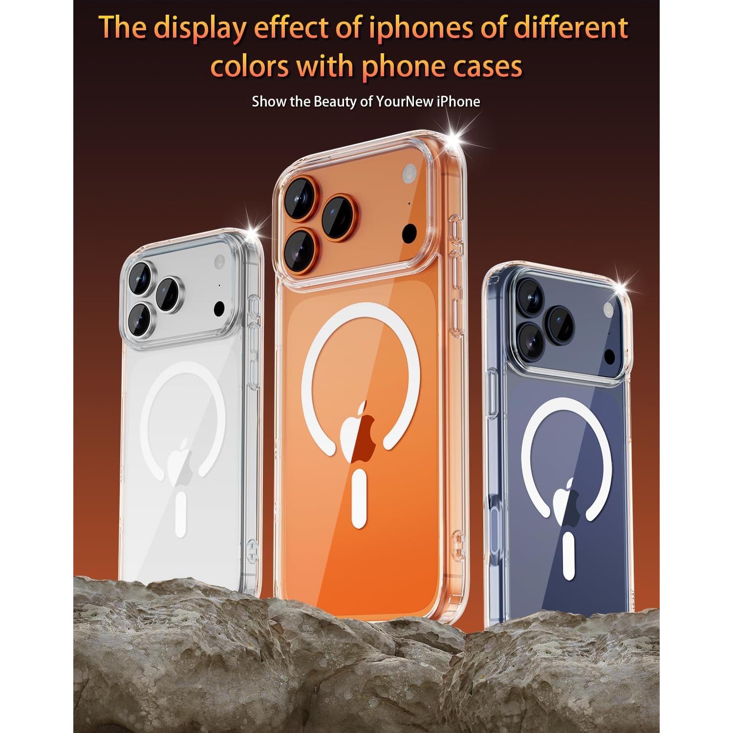 Funda para iPhone 17 Pro Max Saiuxiu, clara, anti-amarillento, MagSafe