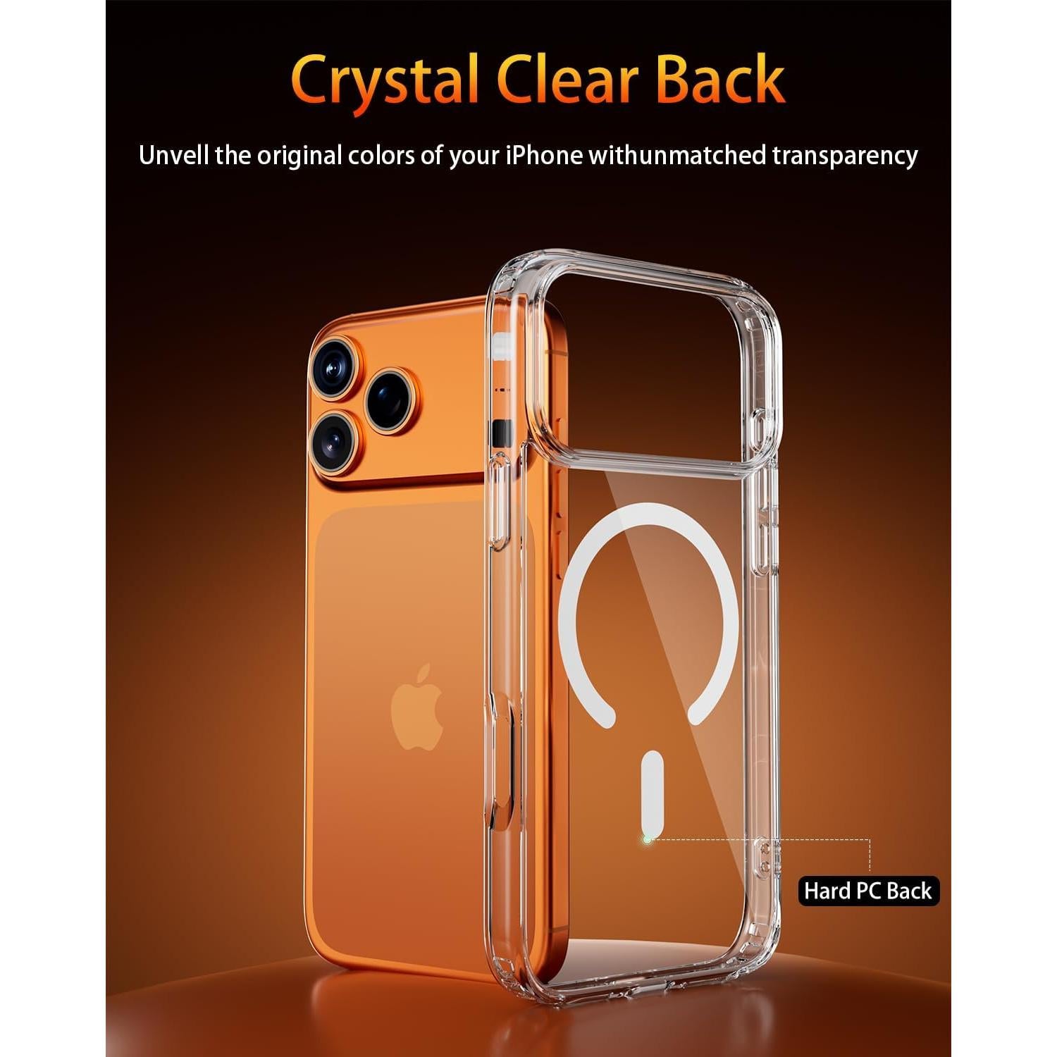 Funda para iPhone 17 Pro Max Saiuxiu, clara, anti-amarillento, MagSafe