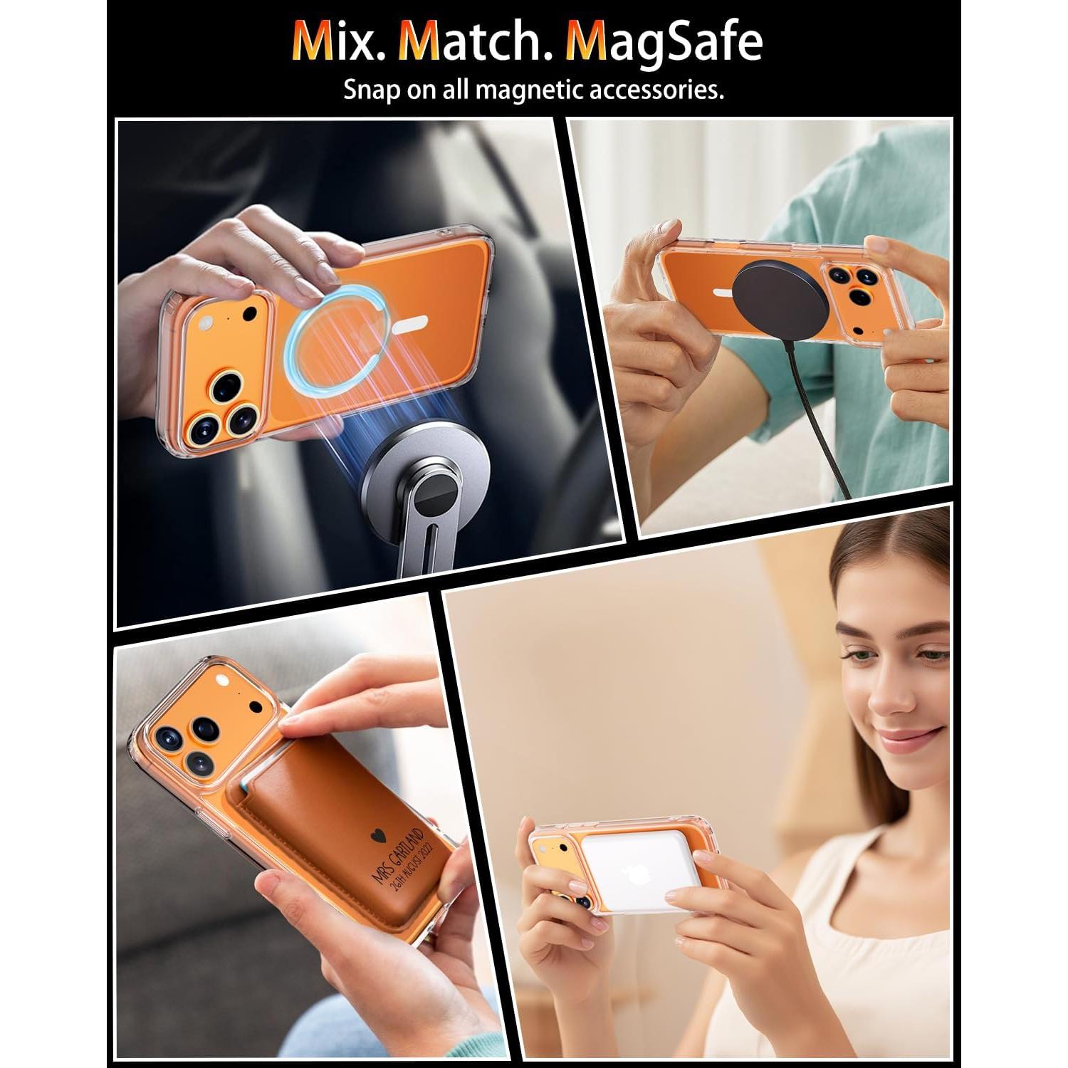 Funda para iPhone 17 Pro Max Saiuxiu, clara, anti-amarillento, MagSafe