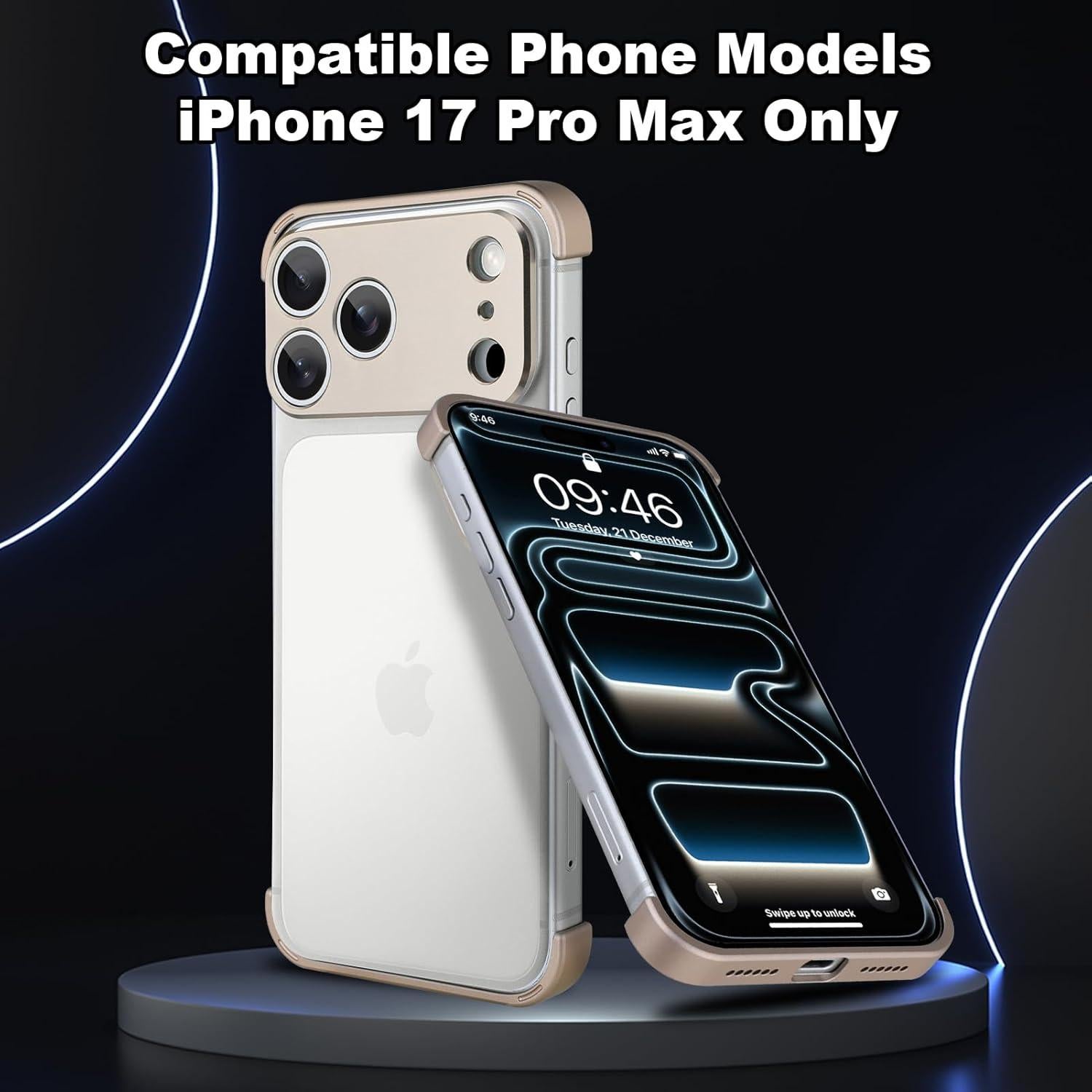 Funda minimalista sin marco para iPhone 17 Pro Max - Gris Titanio