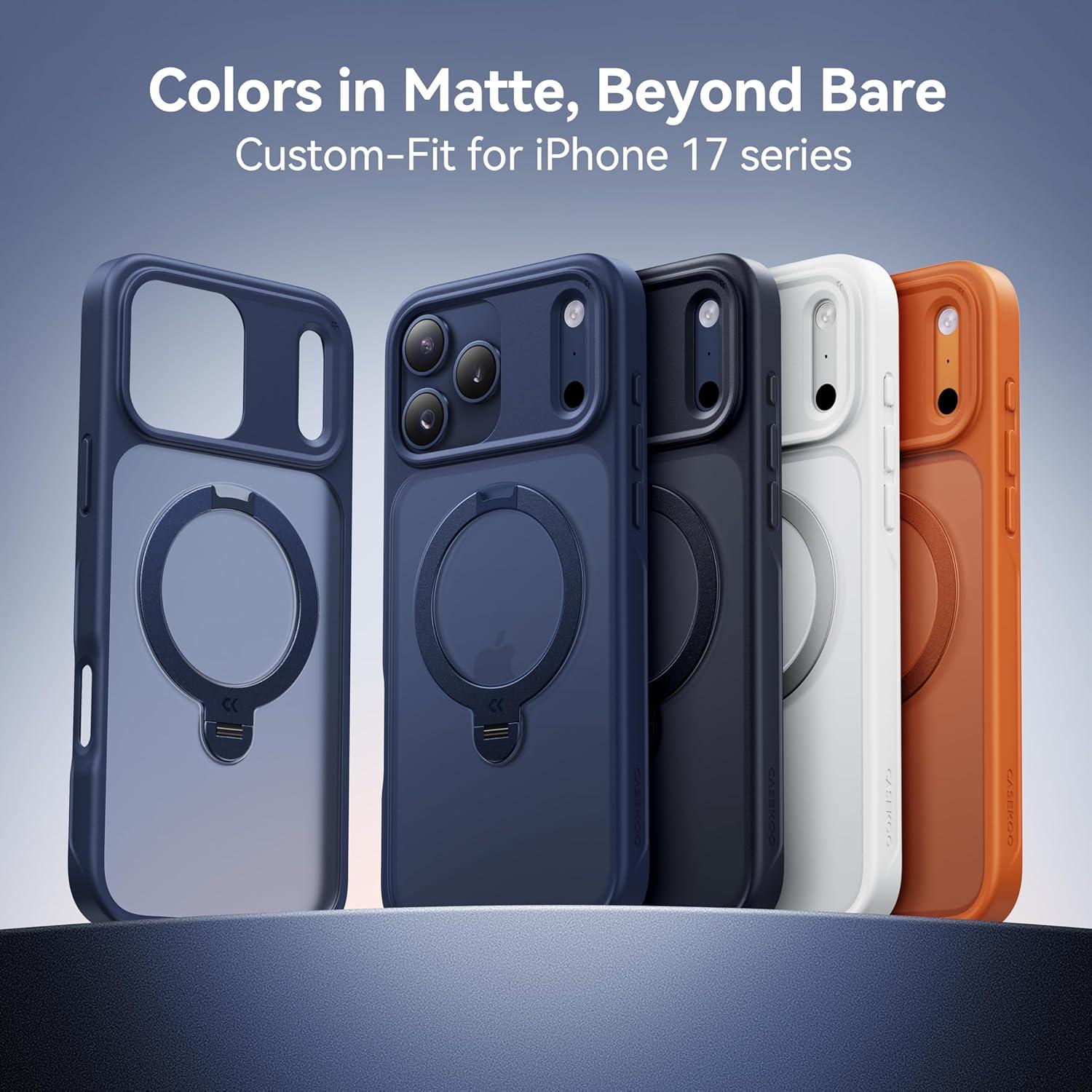 Funda CASEKOO Azul para iPhone 17 Pro Max con Soporte 360°