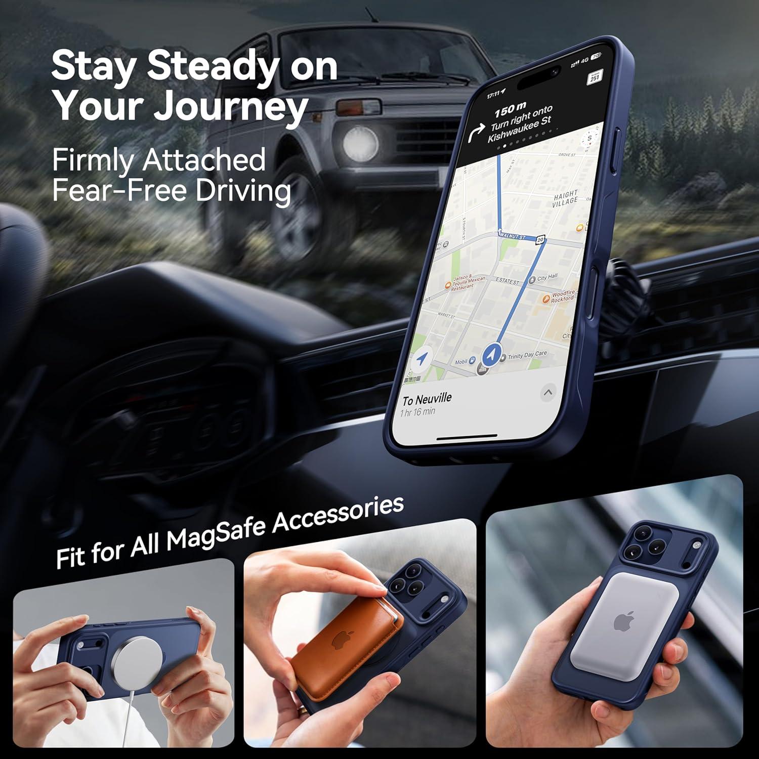 Funda CASEKOO Azul para iPhone 17 Pro Max con Soporte 360°