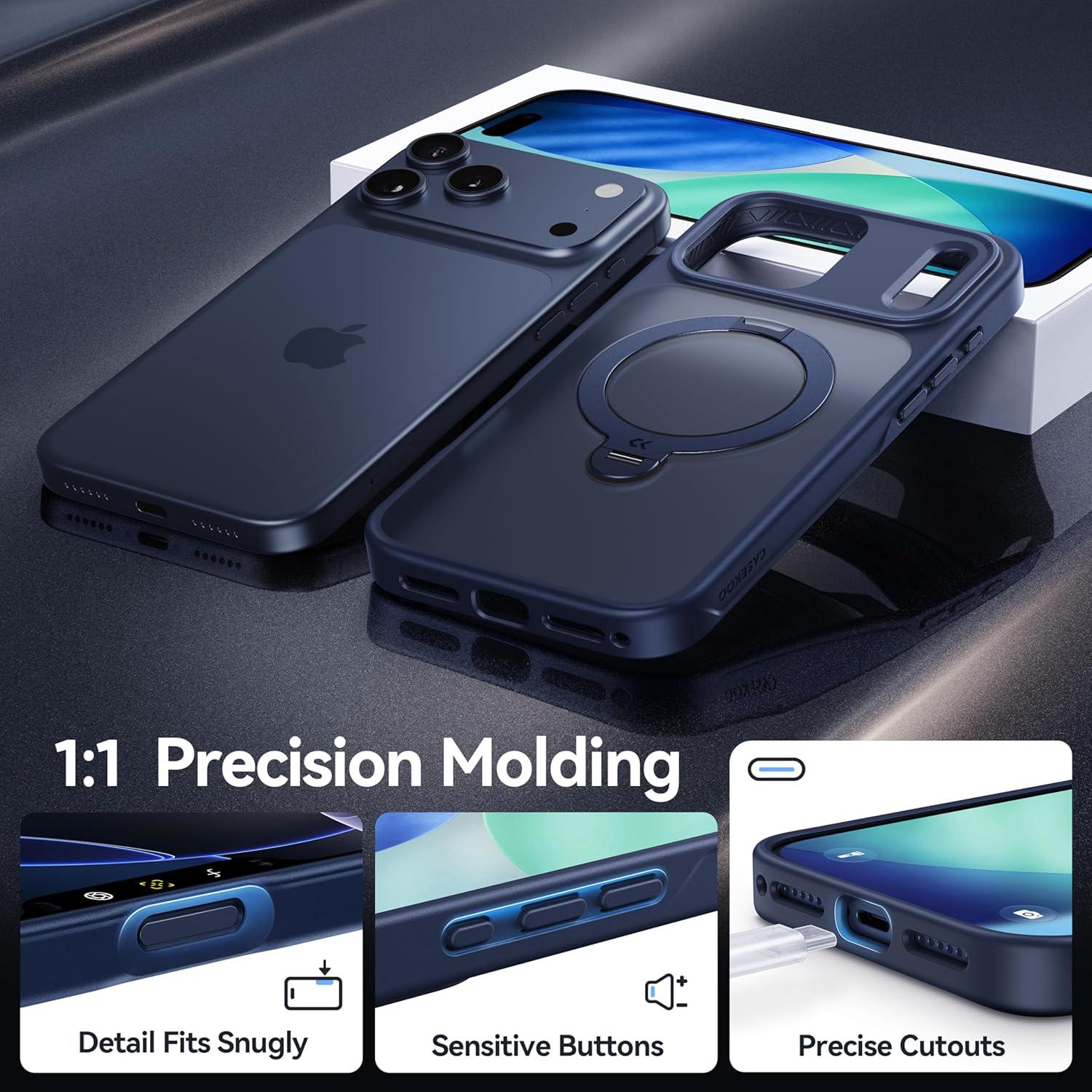 Funda CASEKOO Azul para iPhone 17 Pro Max con Soporte 360°