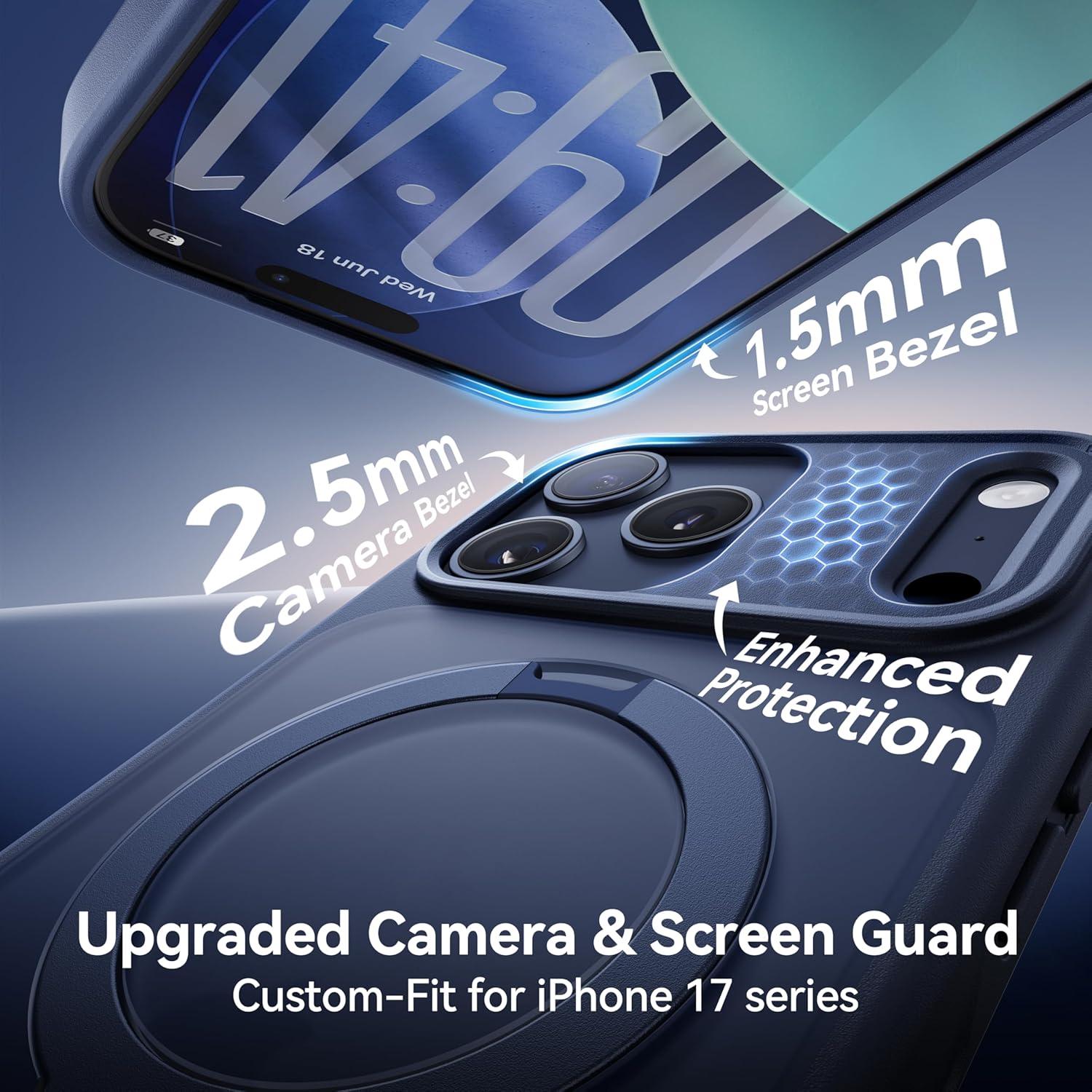 Funda CASEKOO Azul para iPhone 17 Pro Max con Soporte 360°