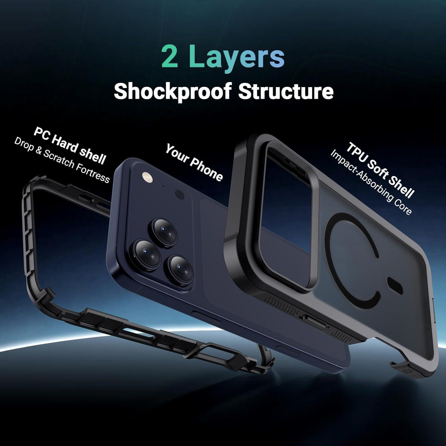 Funda Magnética para iPhone 17 Pro Max - Protección Militar - Negro