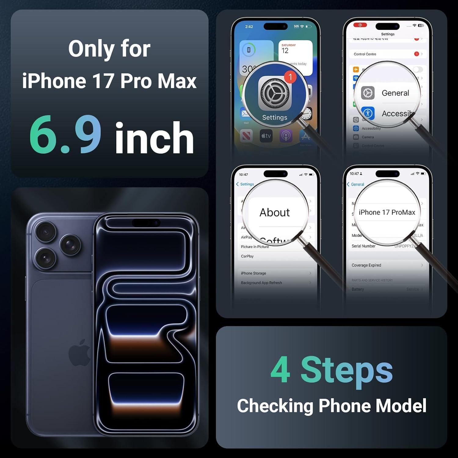 Funda Magnética para iPhone 17 Pro Max - Protección Militar - Negro