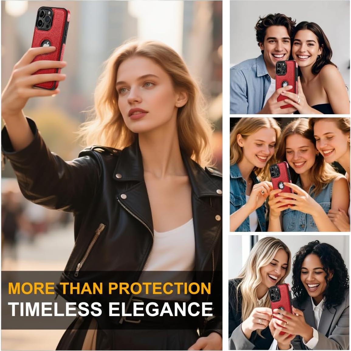 Funda de Cuero Vegano Razstorm para iPhone 14 Pro Max Rojo