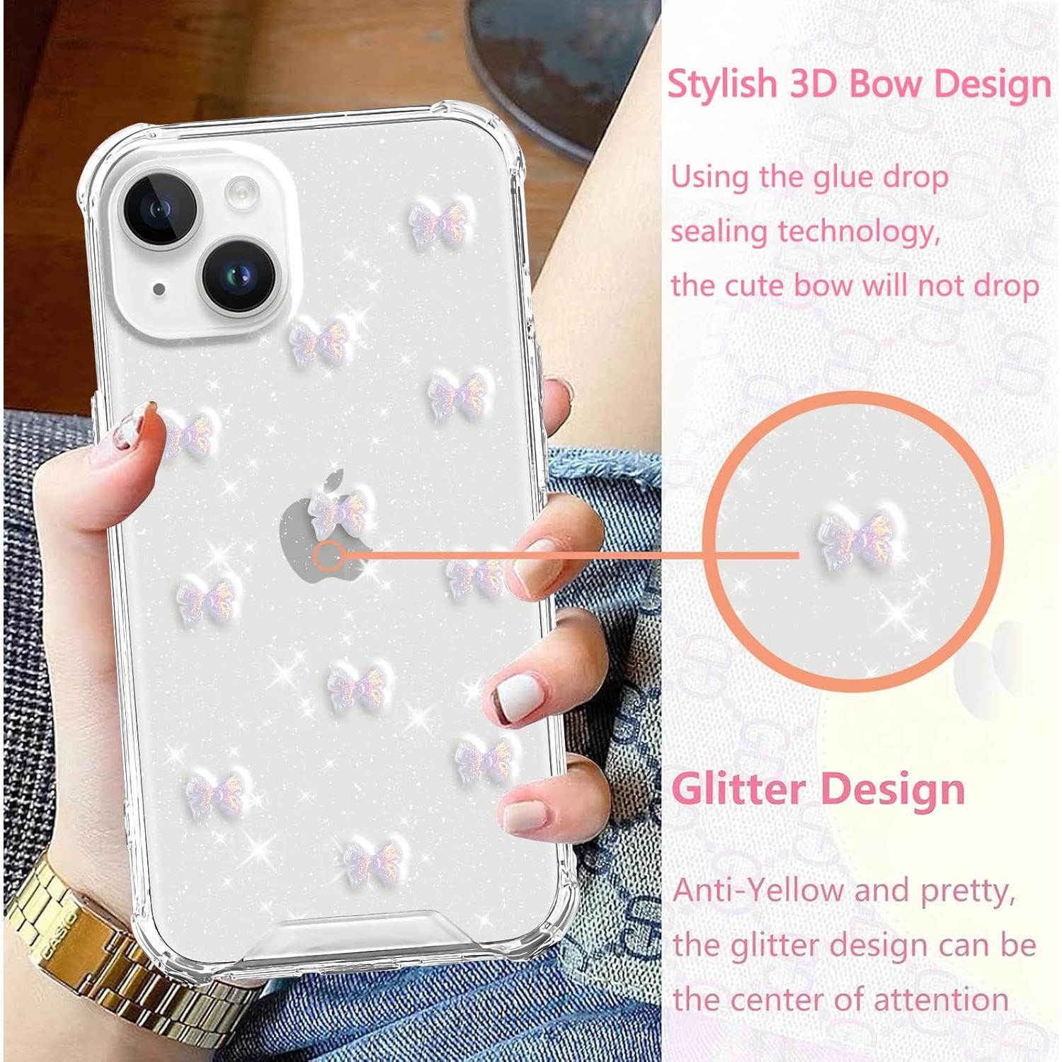 Funda de teléfono TPU con lazo 3D púrpura para iPhone 14/13